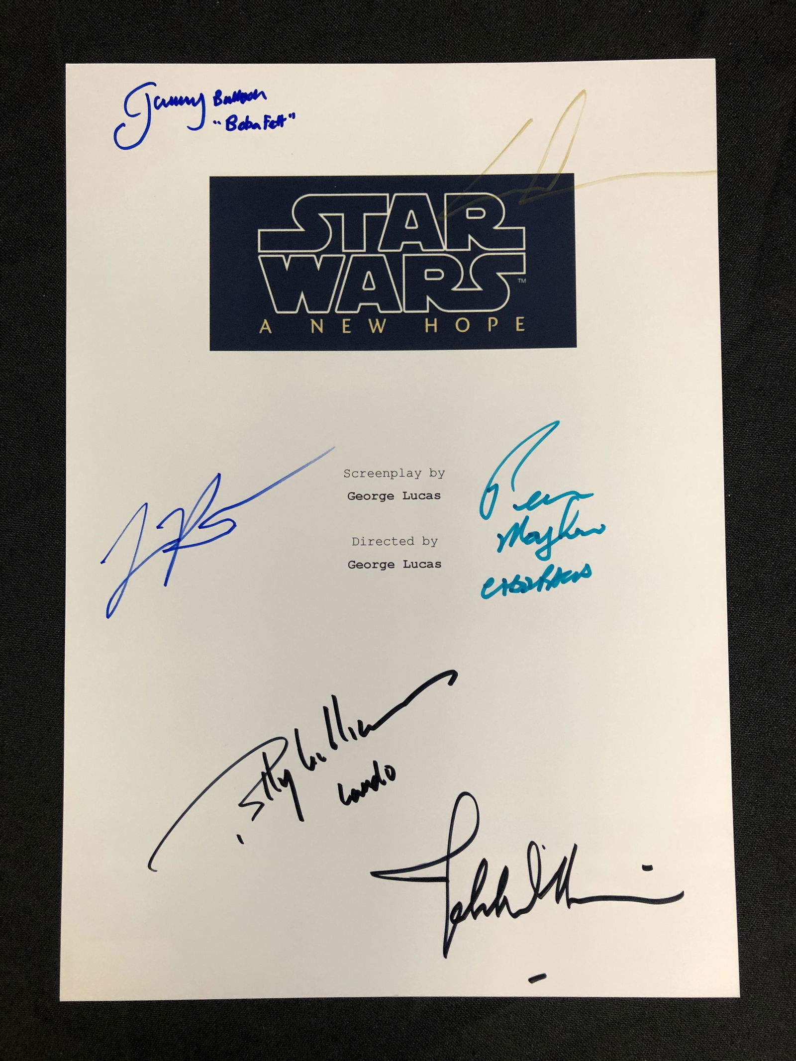 STAR WARS A New Hope MULTI SIGNED SCRIPT COVER w/ J. (1 of 3)