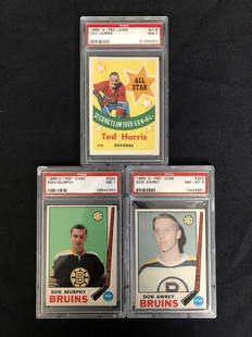 1969 O-PEE-CHEE GRADED HOCKEY CARD LOT (TED HARRIS, RON: 1969 O-PEE-CHEE GRADED HOCKEY CARD LOT (TED HARRIS, RON MURPHY, DON AWREY)