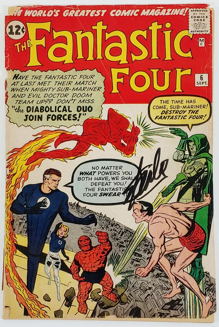 STAN LEE SIGNED FANTASTIC FOUR #6 MARVEL COMICS (PSA LO (1 of 3)