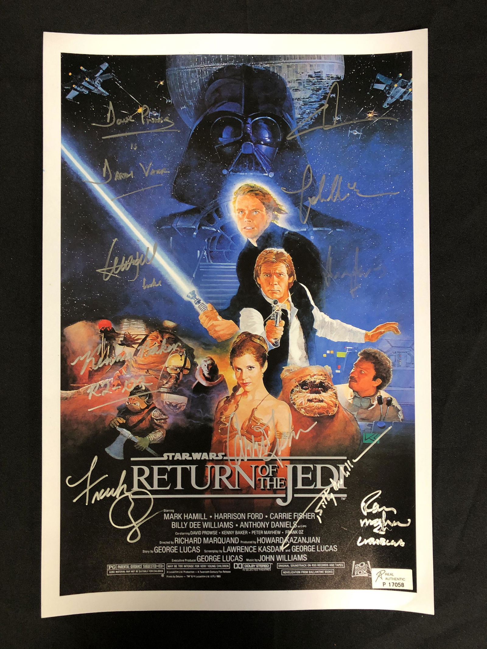 RETURN OF THE JEDI CAST SIGNED 24 X 36 MOVIE POSTER w/ (1 of 3)