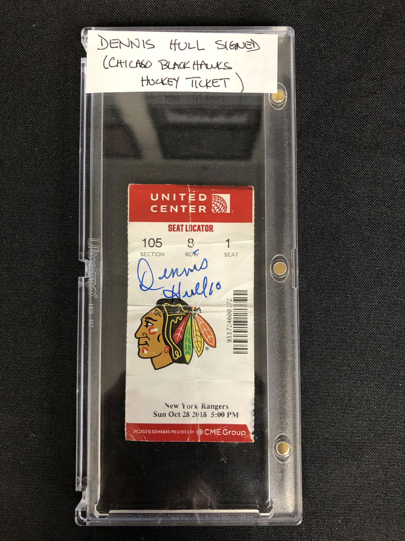 DENNIS HULL SIGNED CHICAGO BLACKHAWKS TICKET STUB (1 of 1)