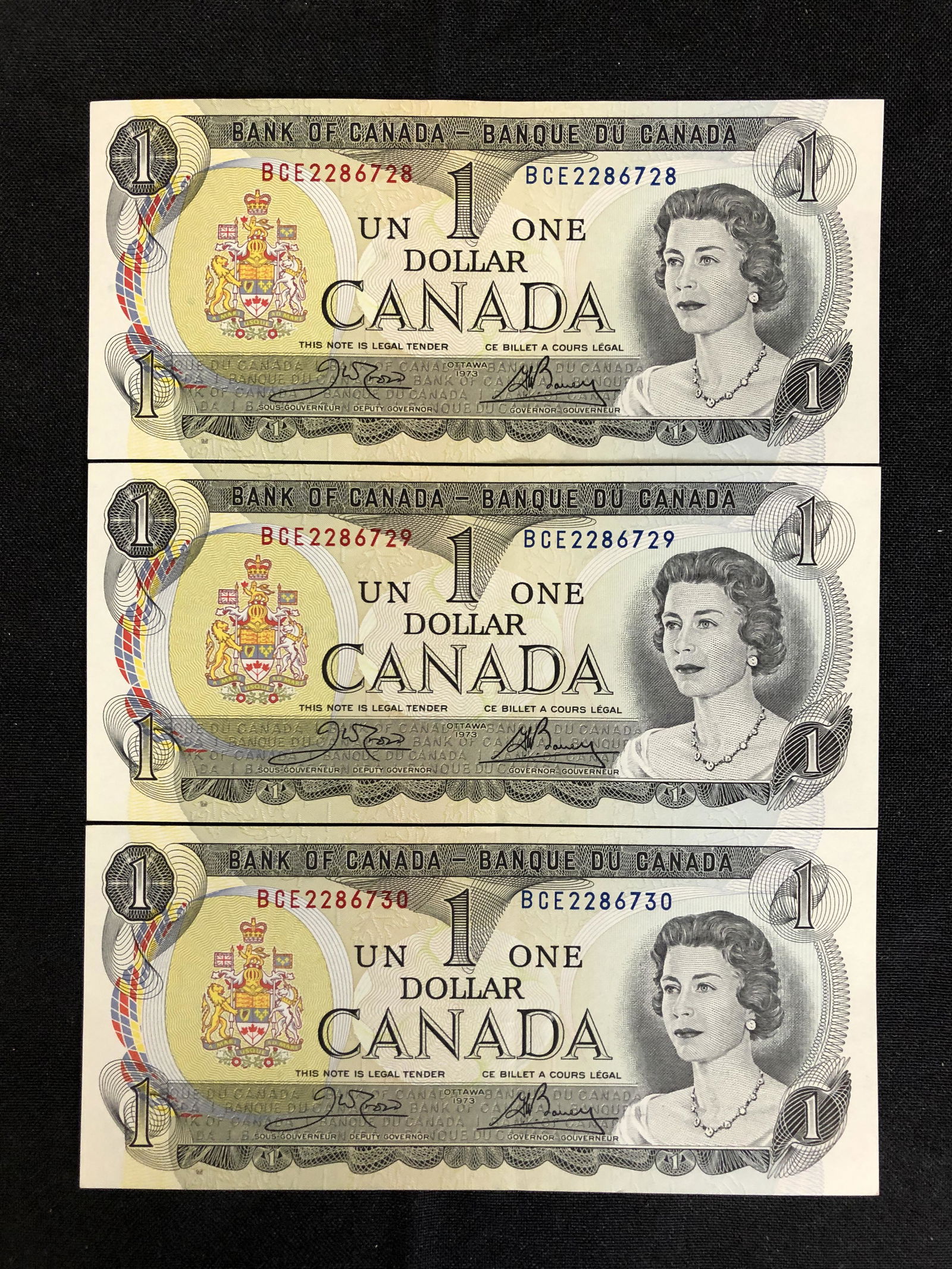 1973 CANADIAN SEQUENTIAL DOLLAR BILL LOT (1 of 2)