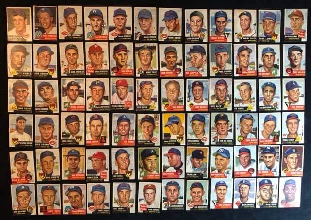 1953 TOPPS BASEBALL CARD LOT ( AVG GRADE EX) (1 of 2)