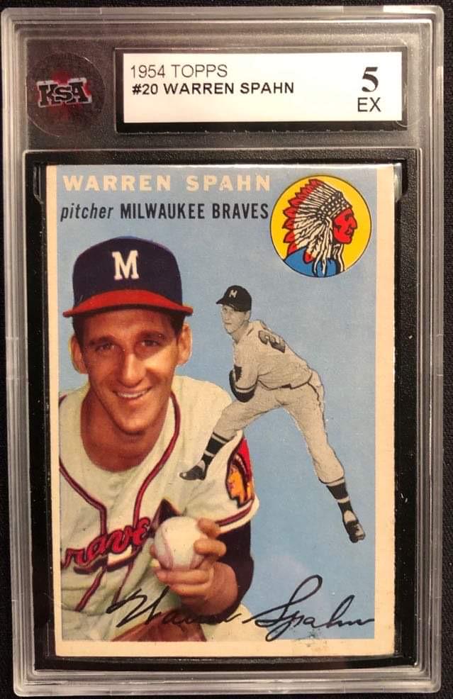1954 TOPPS BSEBALL WARREN SPAHN NO. 20 ( KSA GRADED5 ) (1 of 2)