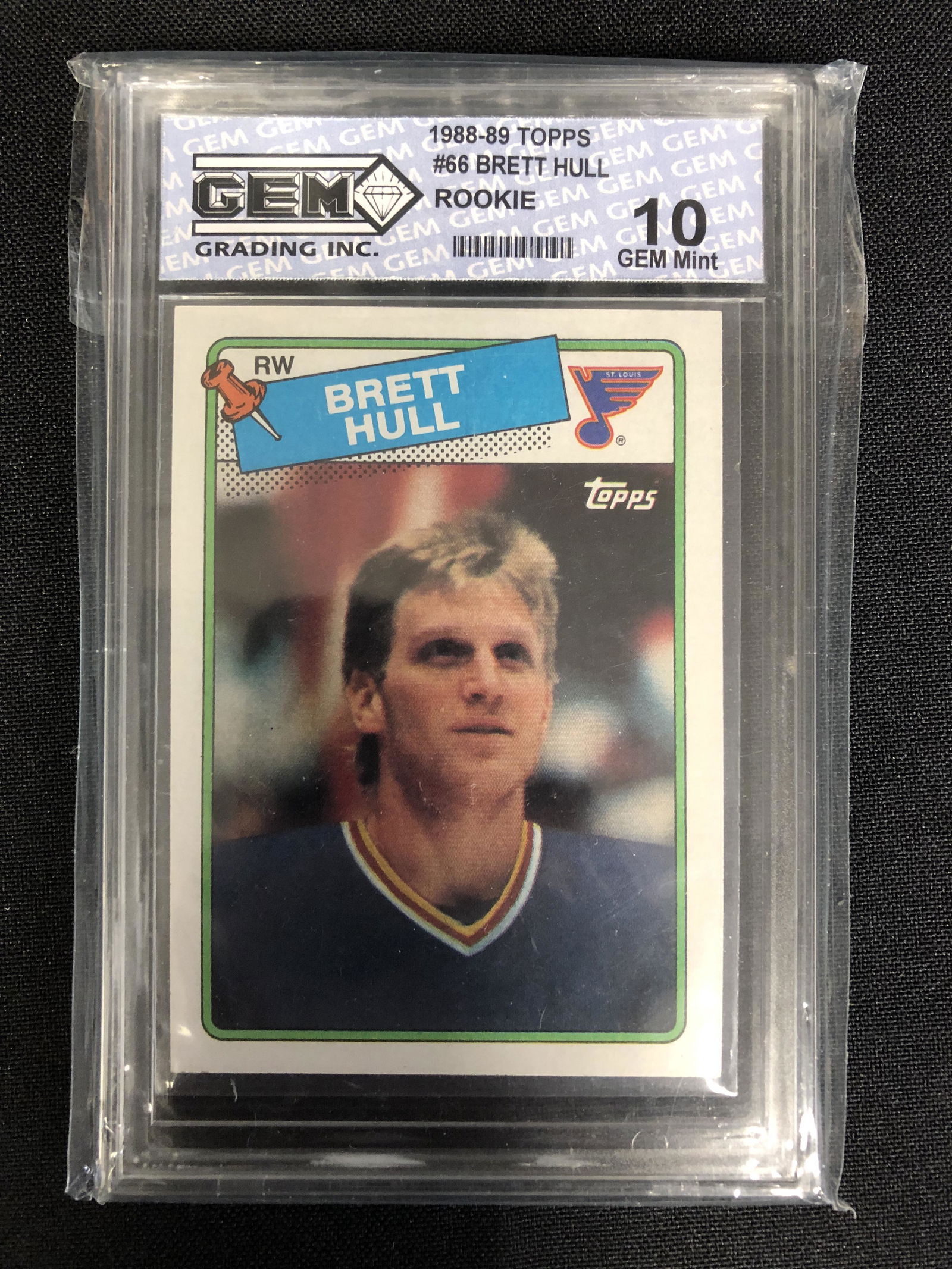1988-89 TOPPS #66 BRETT HULL RC (GEM 10) (1 of 2)