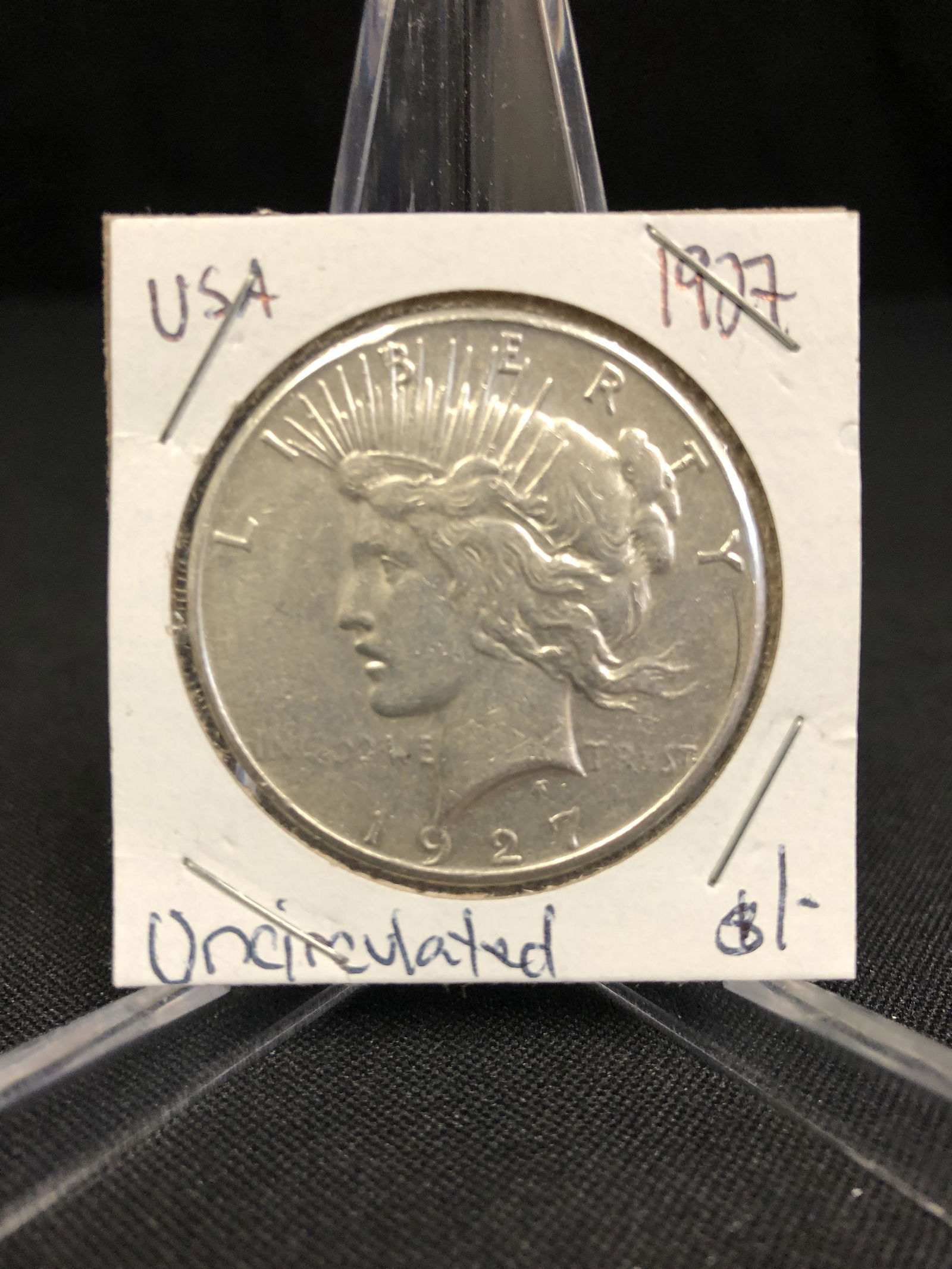 1927 USA PEACE SILVER DOLLAR (Uncirculated) (1 of 1)