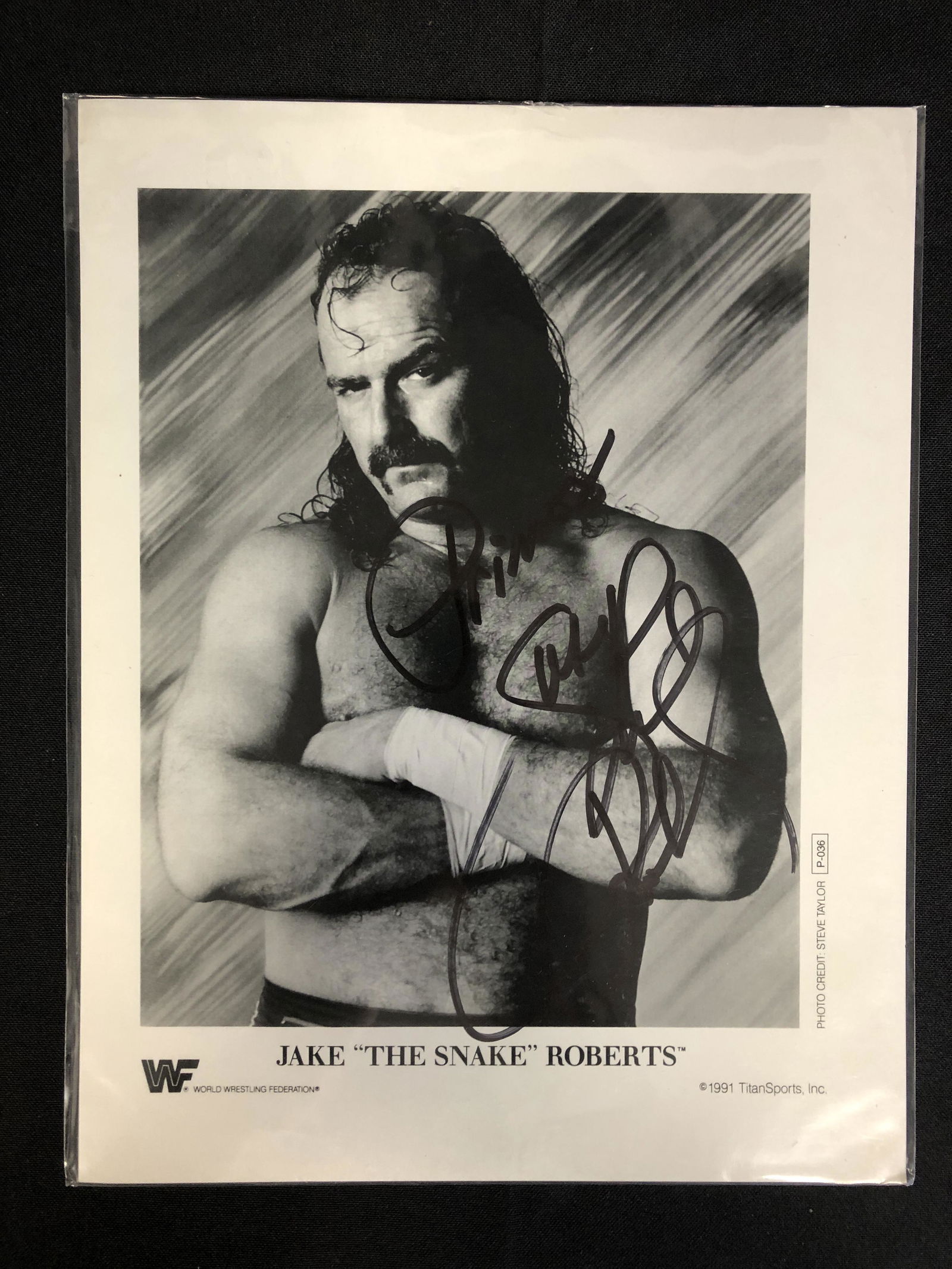 JAKE "THE SNAKE" ROBERTS SIGNED 8X10 WWF PROMO PHOTO (1 of 1)