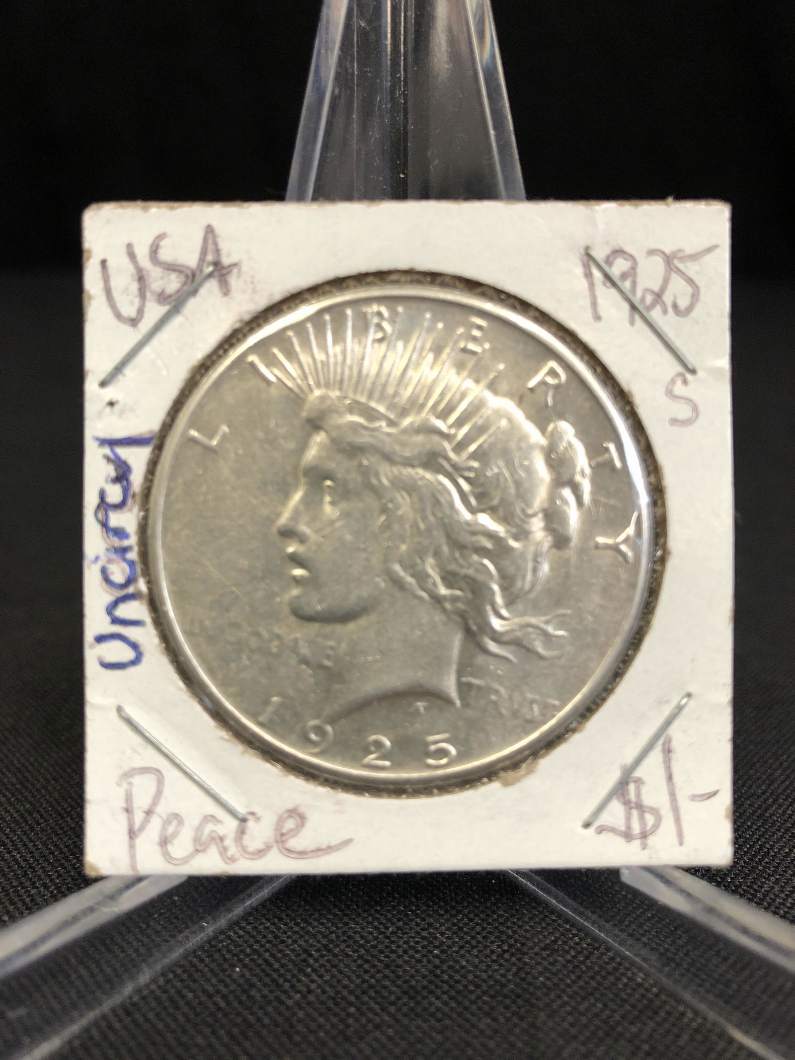 1925 USA SILVER PEACE DOLLAR (SAN FRANCISCO MINTED) (1 of 1)