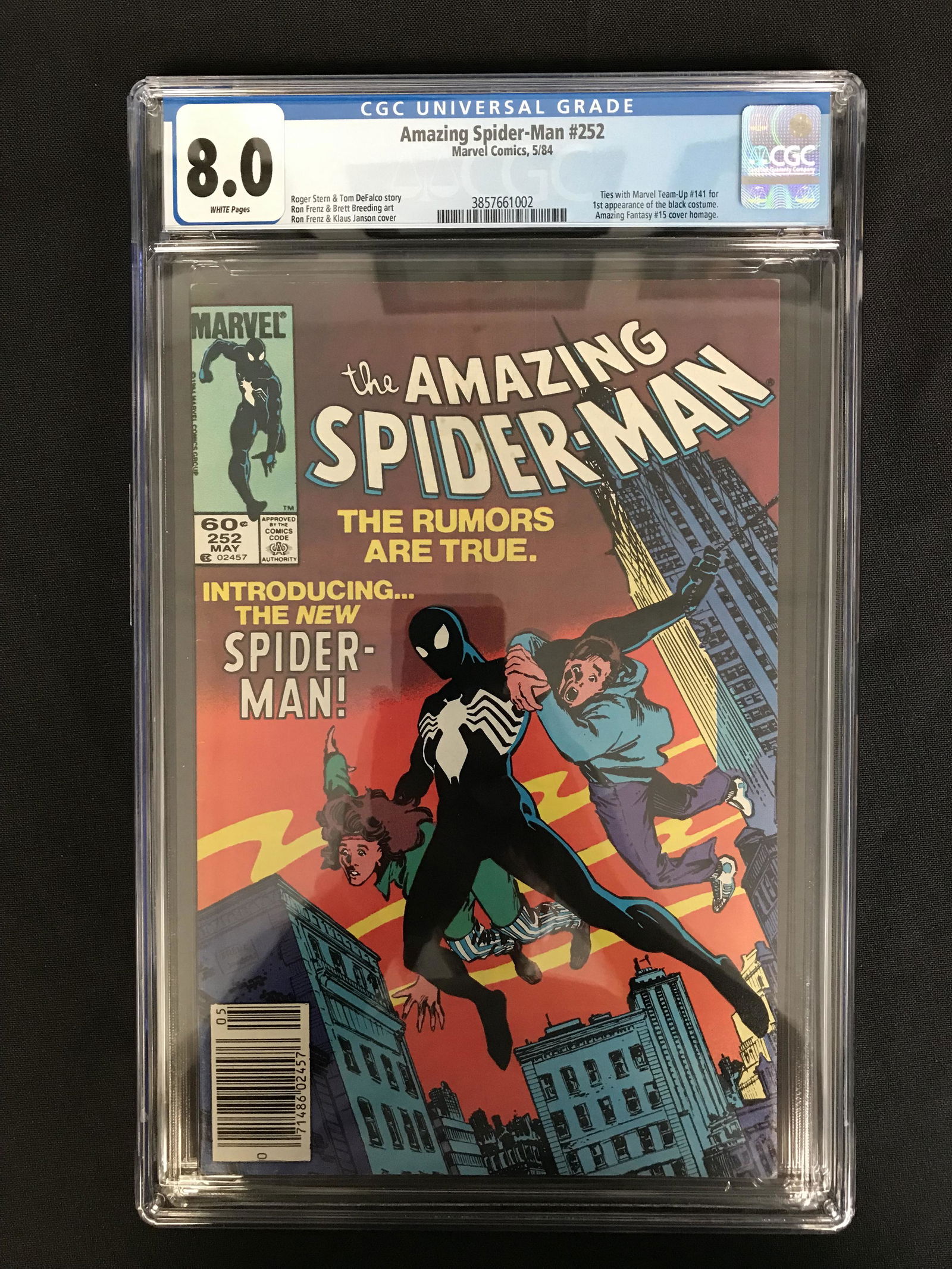 MARVEL COMICS AMAZING SPIDER-MAN NO.252 (1ST BLACK (1 of 1)