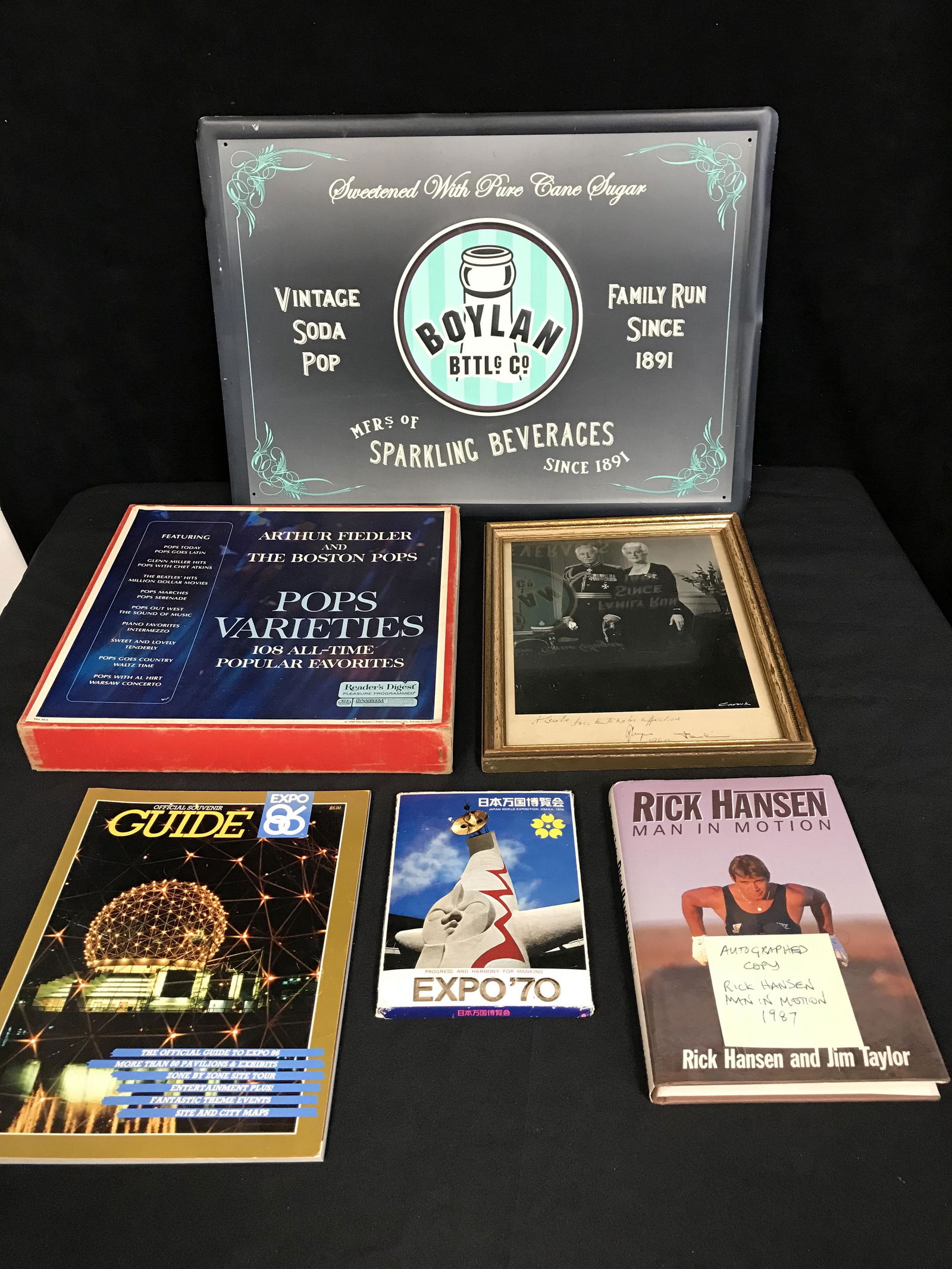 ASSORTED FRAMED SIGNS/BOOKS & VINTAGE PROGRAMS LOT (1 of 1)