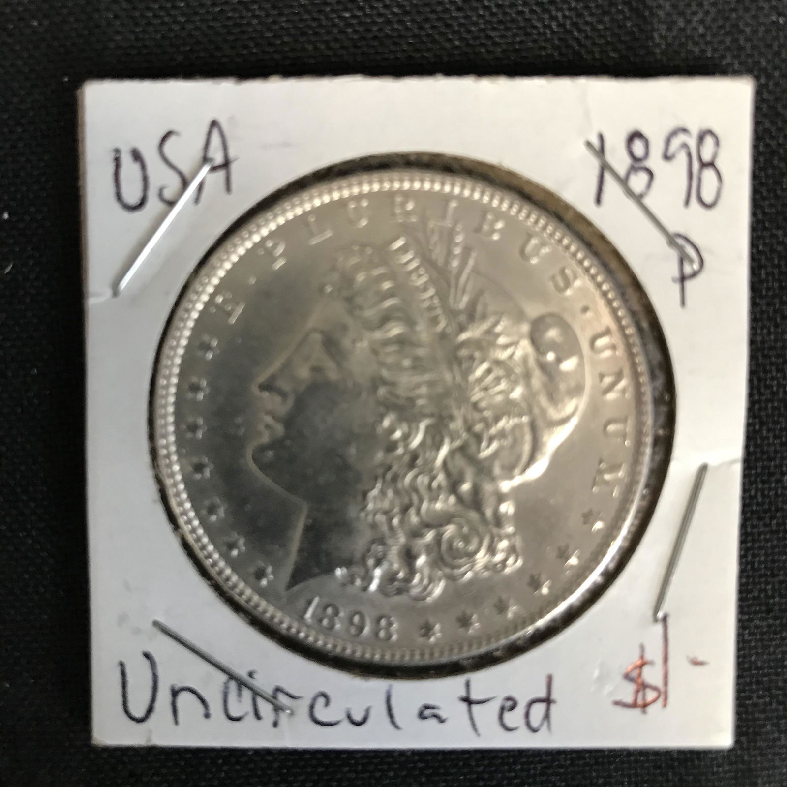 1898 USA MORGAN SILVER DOLLAR (UNCIRCULATED) (1 of 1)