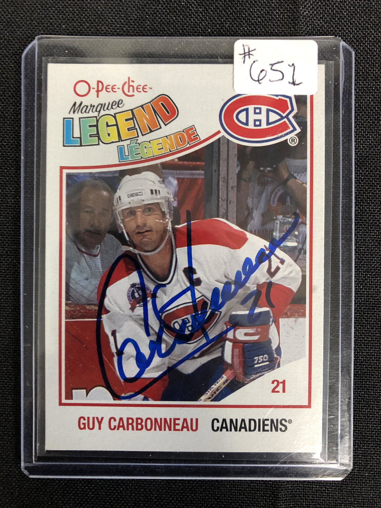 GUY CARBONNEAU SIGNED TRADING CARD: GUY CARBONNEAU SIGNED TRADING CARD