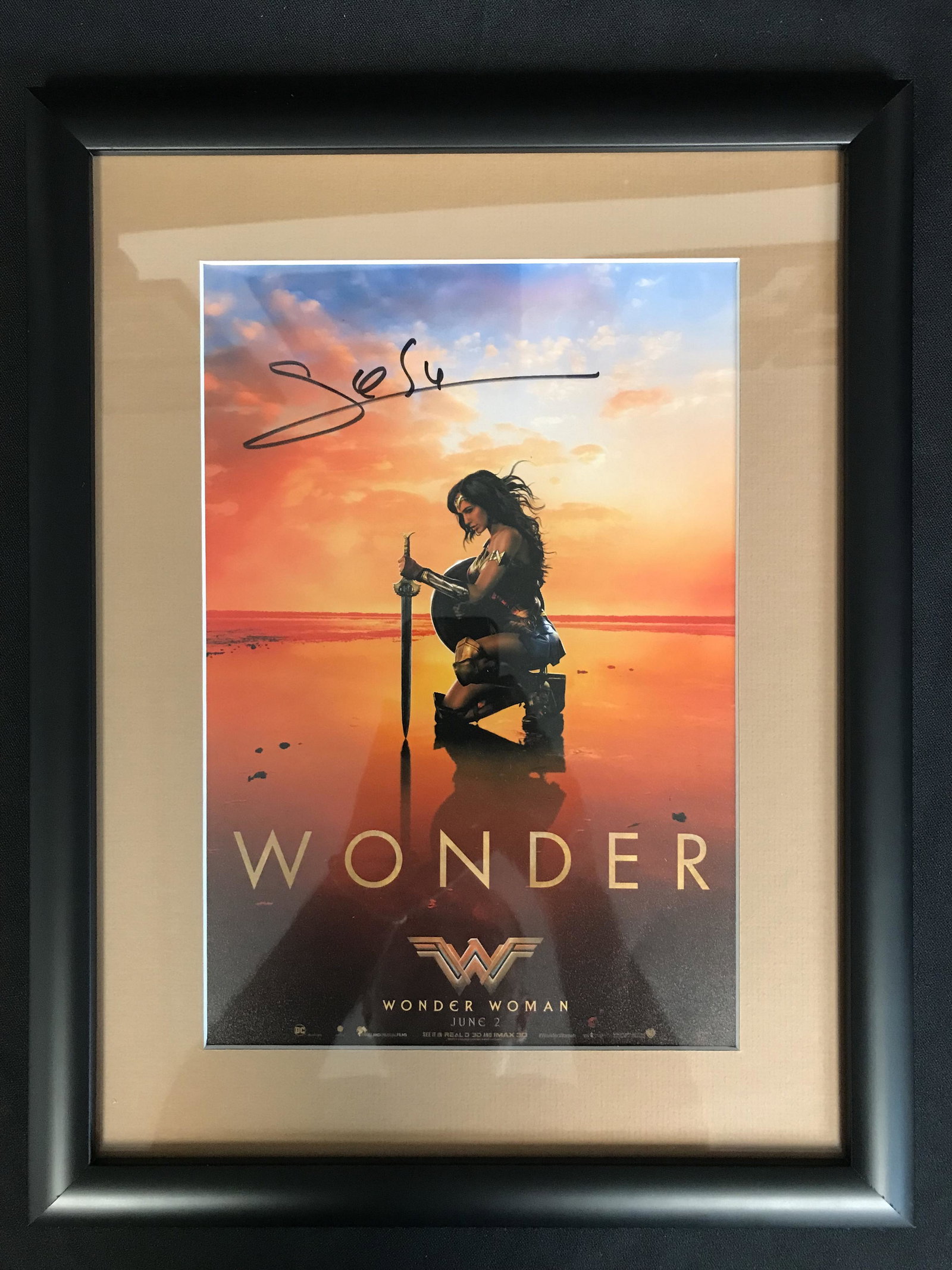 GAL GADOT SIGNED 8X10 FRAMED WONDER WOMAN PHOTO (R.A: GAL GADOT SIGNED 8X10 FRAMED WONDER WOMAN PHOTO (R.A COA)