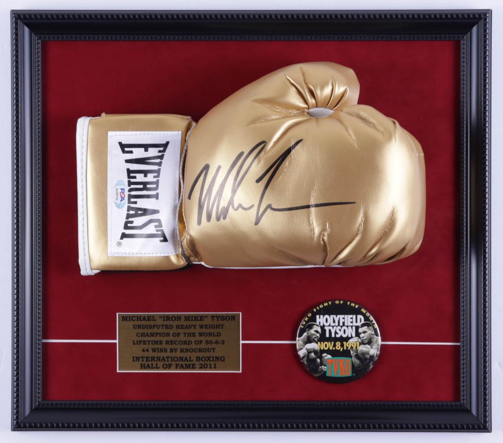 Mike Tyson Signed 15x17 Custom Framed Boxing Glove (1 of 7)