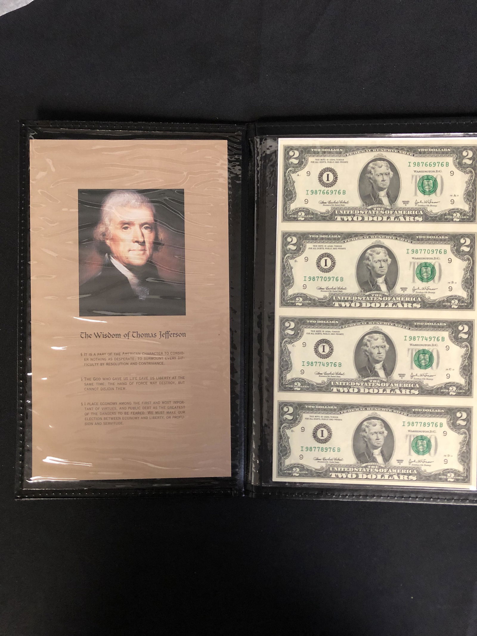 GENUINE BANKERS VAULT ISSSUED UNCUT SHEET OF 2003 $2 BI (1 of 3)
