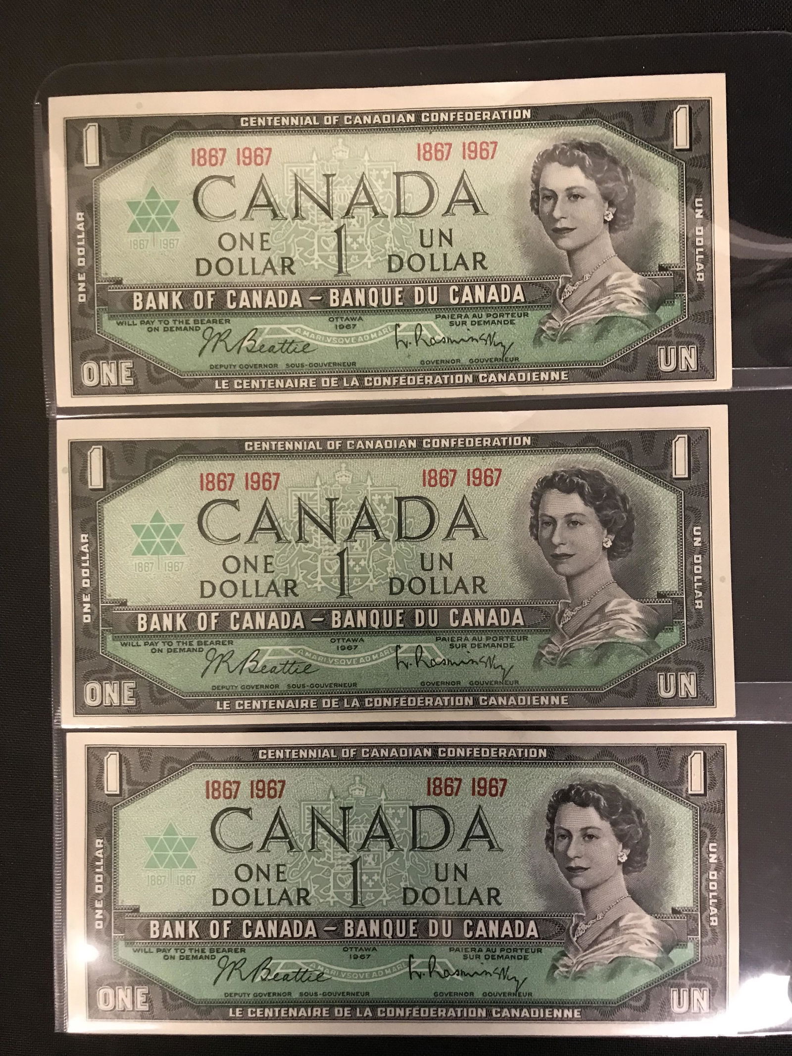 1967 $1 CANADA BANK NOTES (X3) (1 of 2)