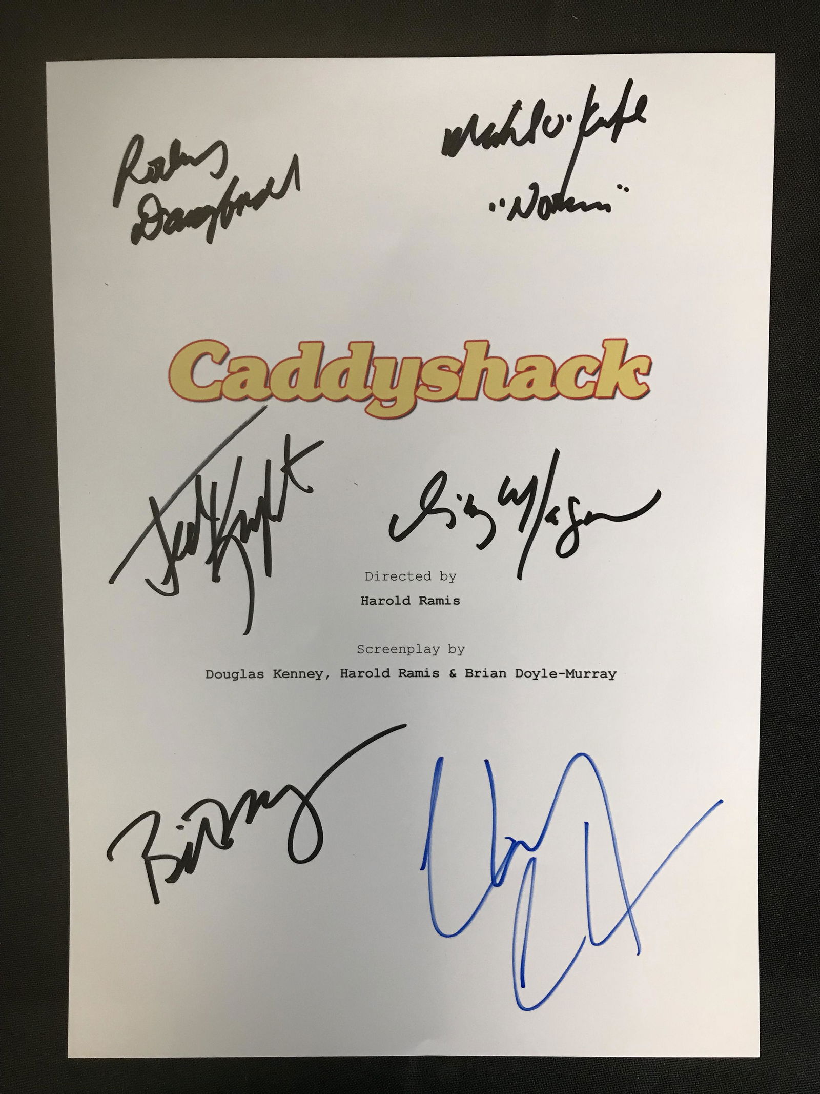 MULTI CAST SIGNED CADDYSHACK SCRIPT COVER (RA COA) (1 of 3)