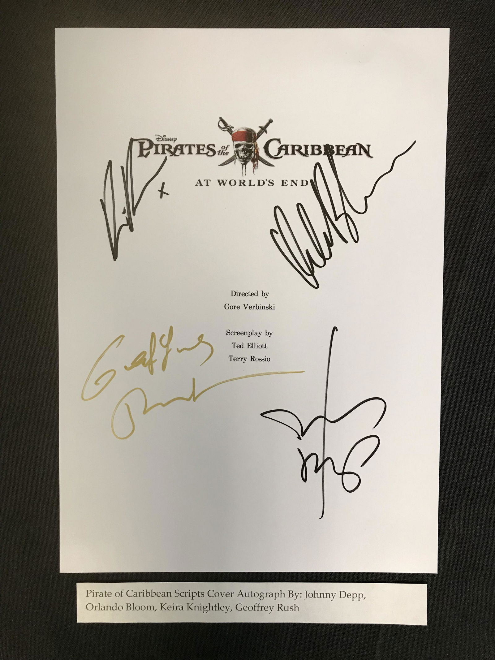 MULTI SIGNED "PIRATES OF THE CARIBBEAN" SCRIPT COVER w/ (1 of 3)