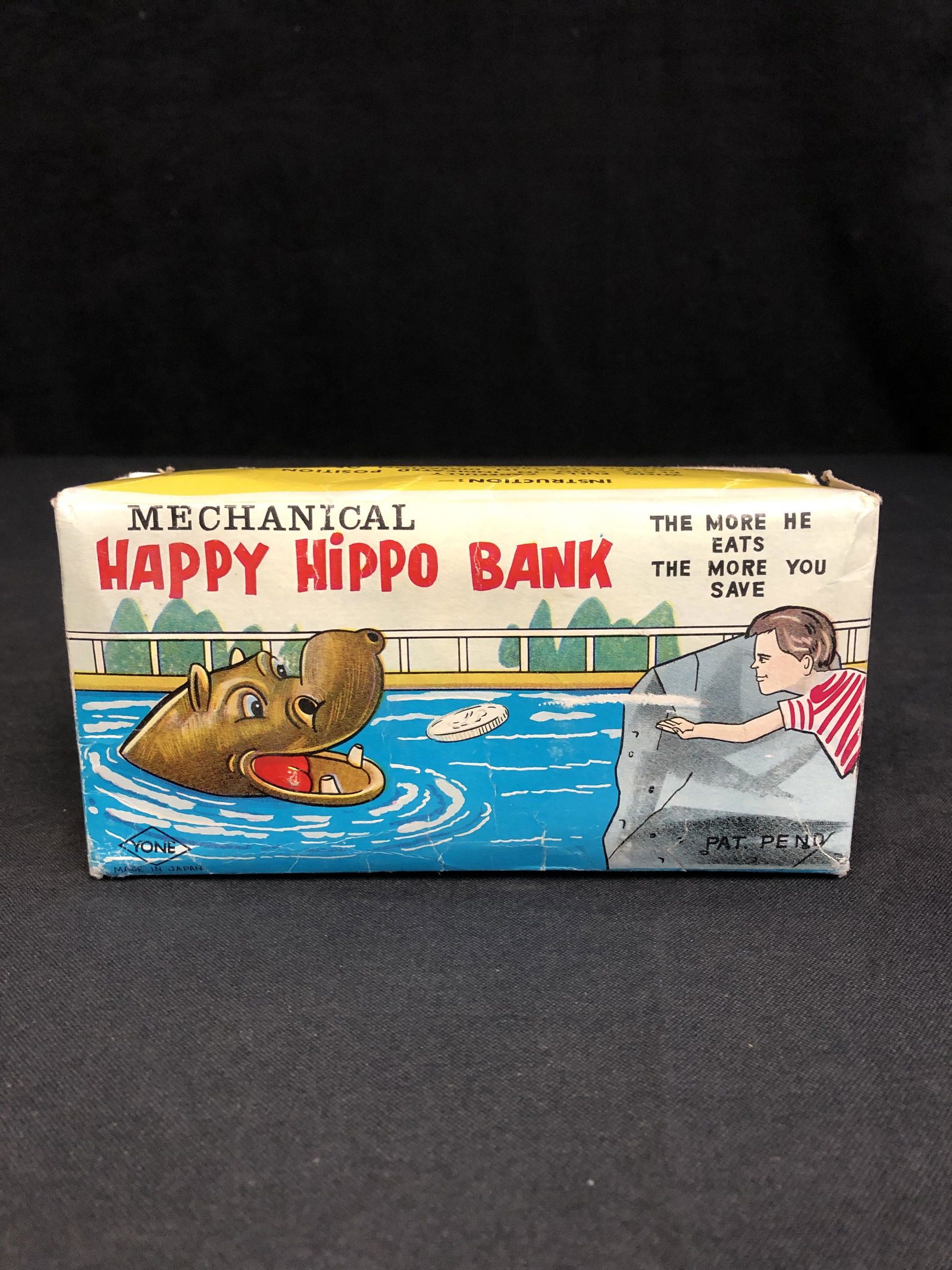 Yone Toy Happy Hippo Bank Wind-Up Mechanical Tin Toy (1 of 2)