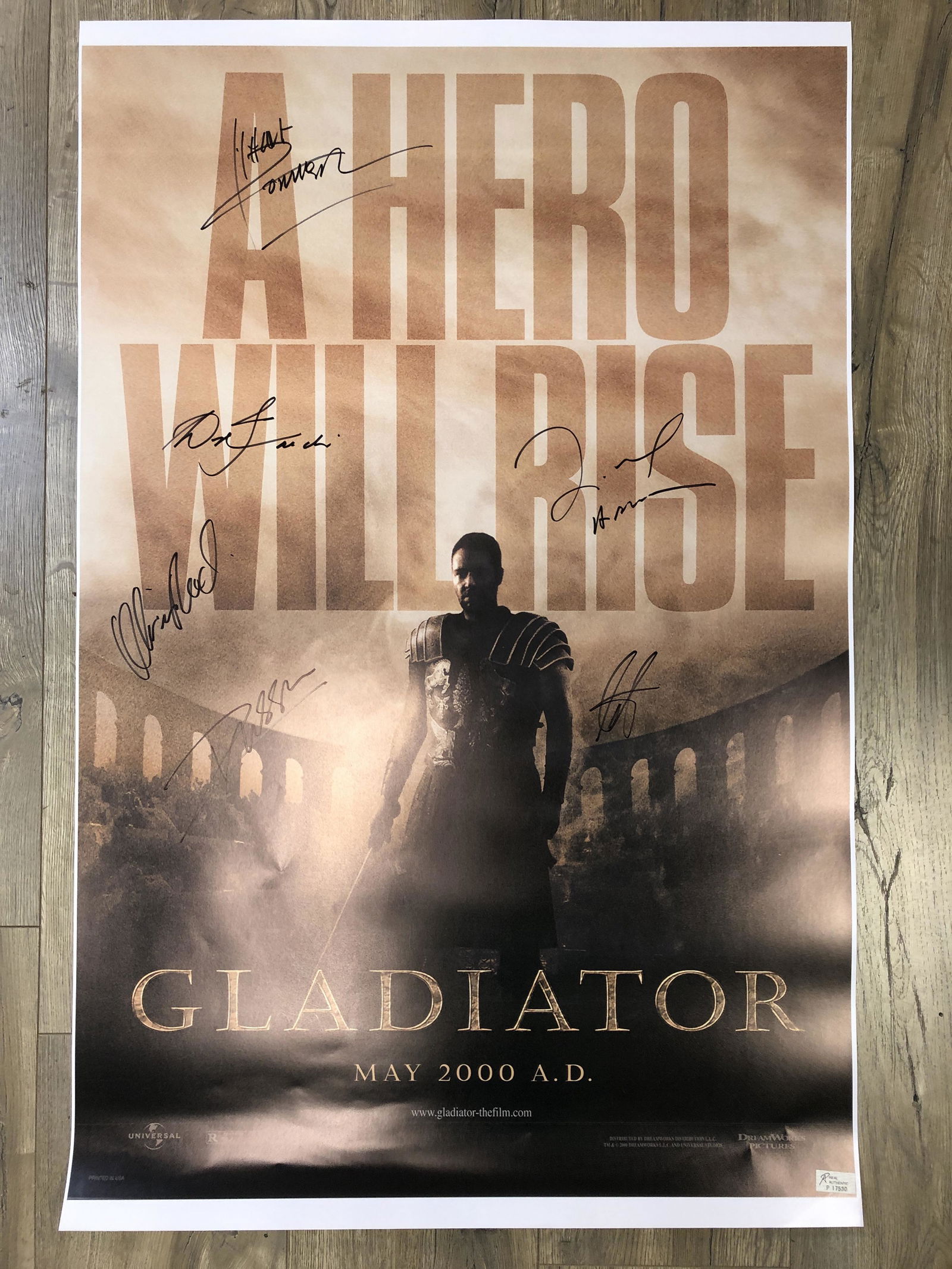 MULTI-SIGNED GLADIATOR 24X36 POSTER (RA COA) (1 of 2)