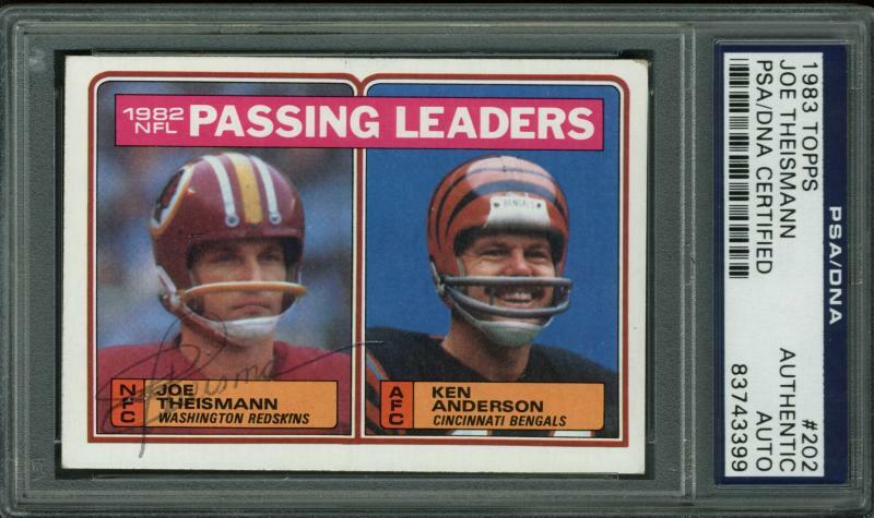 JOE THEISMANN SIGNED 1983 TOPPS #202 TRADIN CARD (1 of 1)