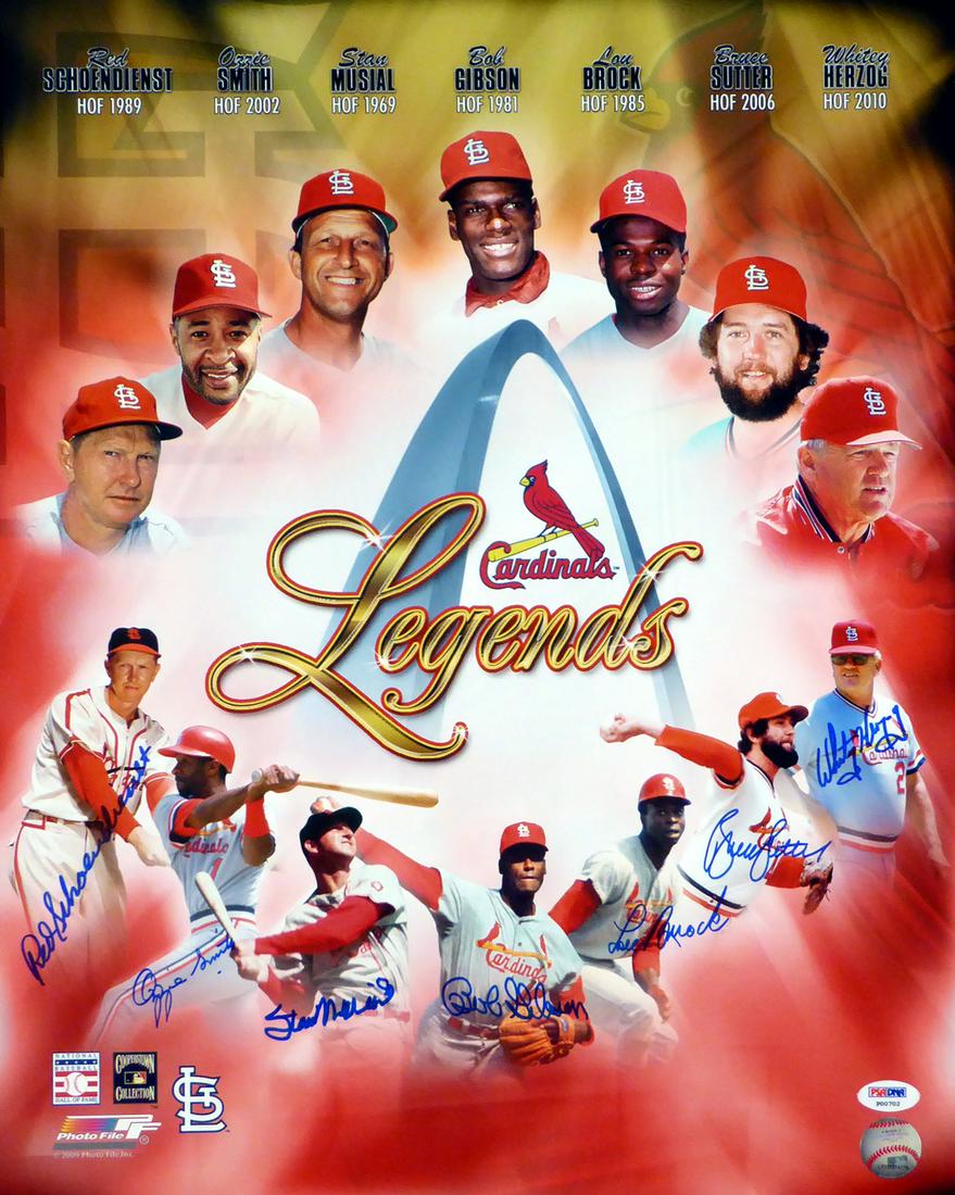 ST LOUIS CARDINALS LEGENDS 16 X 20 SIGNED BY 7 ( PSA CO (1 of 5)