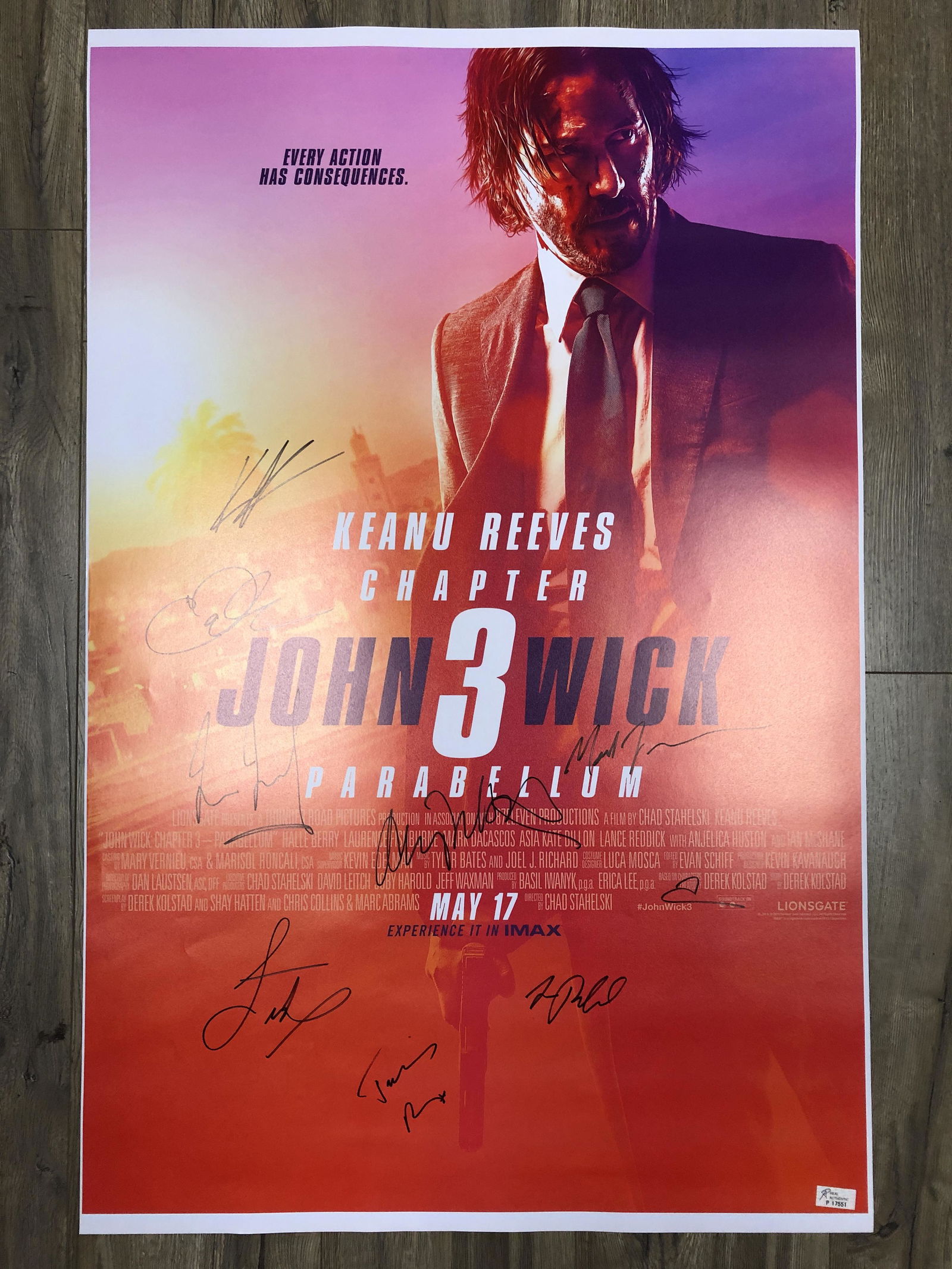 JOHN WICK CHAPETER 3 CAST SIGNED 24 X 36 POSTER ( RA (1 of 2)
