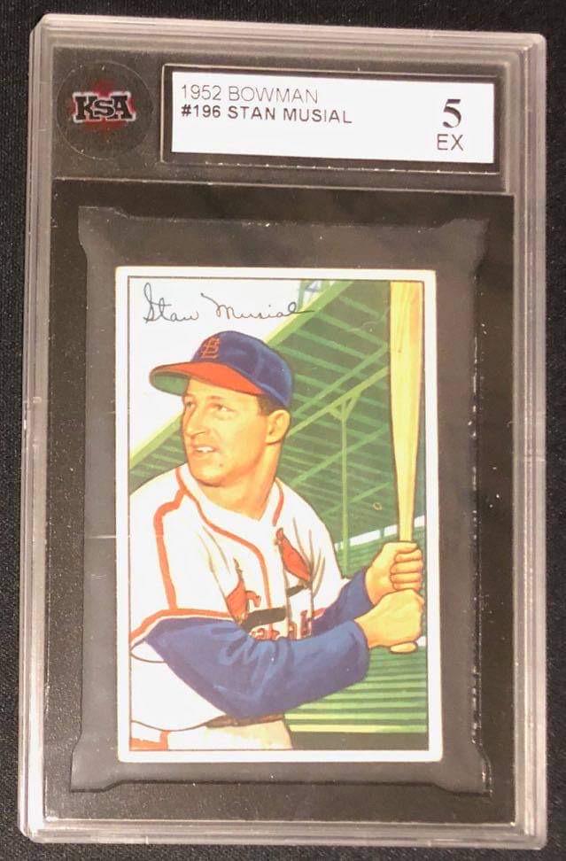 1952 BOWMAN BASEBALL NO.196 STAN MUSIAL: 1952 BOWMAN BASEBALL NO.196 STAN MUSIAL