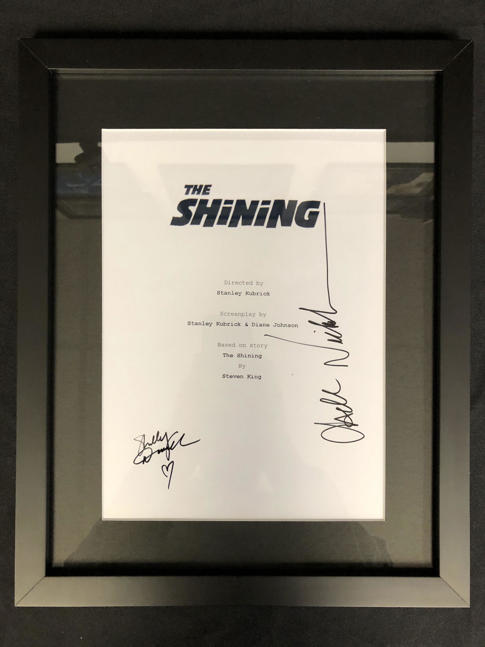 THE SHINING SCRIPT COVER SINGED BY DUVALL, NICHOLSON (: THE SHINING SCRIPT COVER SINGED BY DUVALL, NICHOLSON ( RA COA) FRAMED