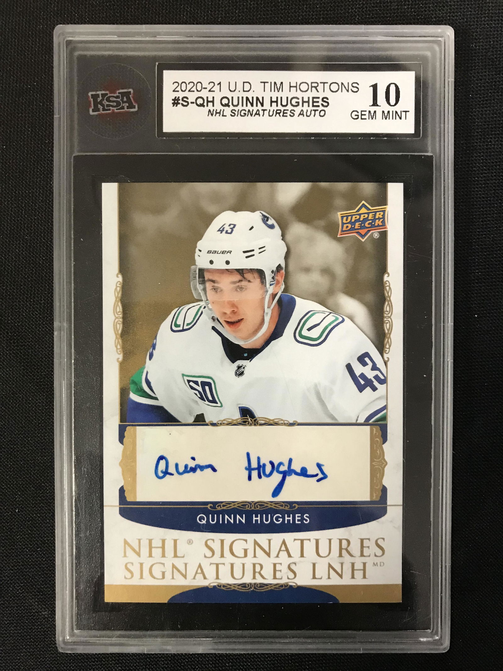 2020 UD TIM HORTONS QUINN HUGHES SIGNATURE AUTO ( KSA 1 (1 of 1)