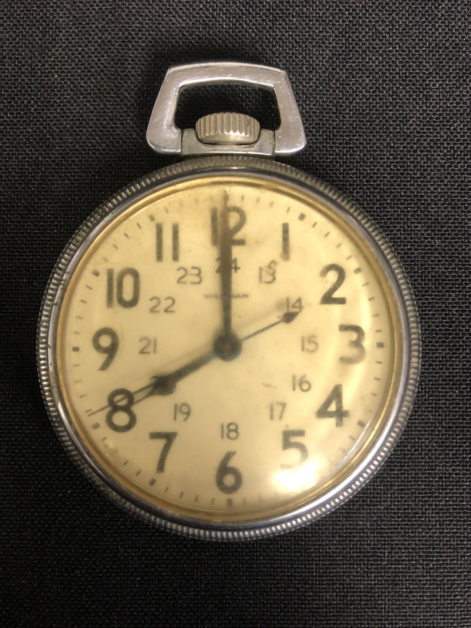 RARE VINTAGE 24 HOUR RAILWAY WALTHAM POCKET WATCH (1 of 3)