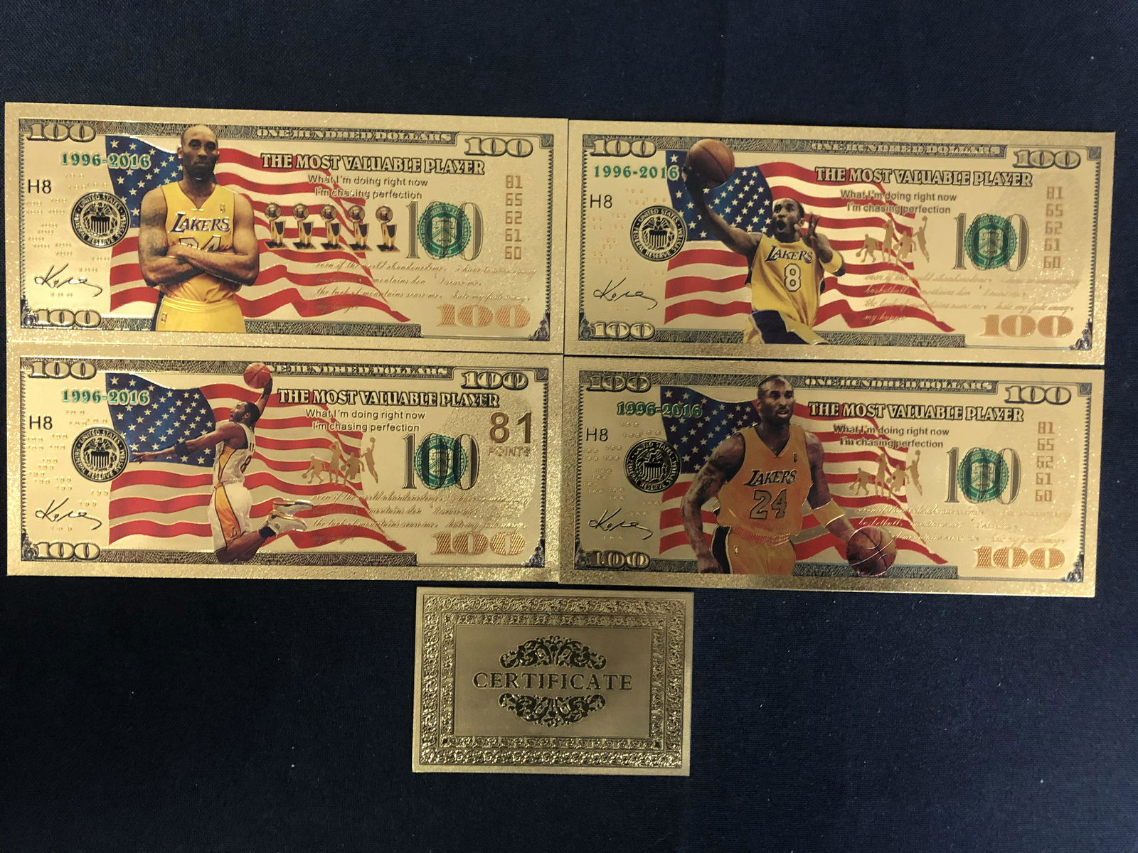 KOBE BRYANT GOLD BANK NOTES LOT w/ CERTI (1 of 2)