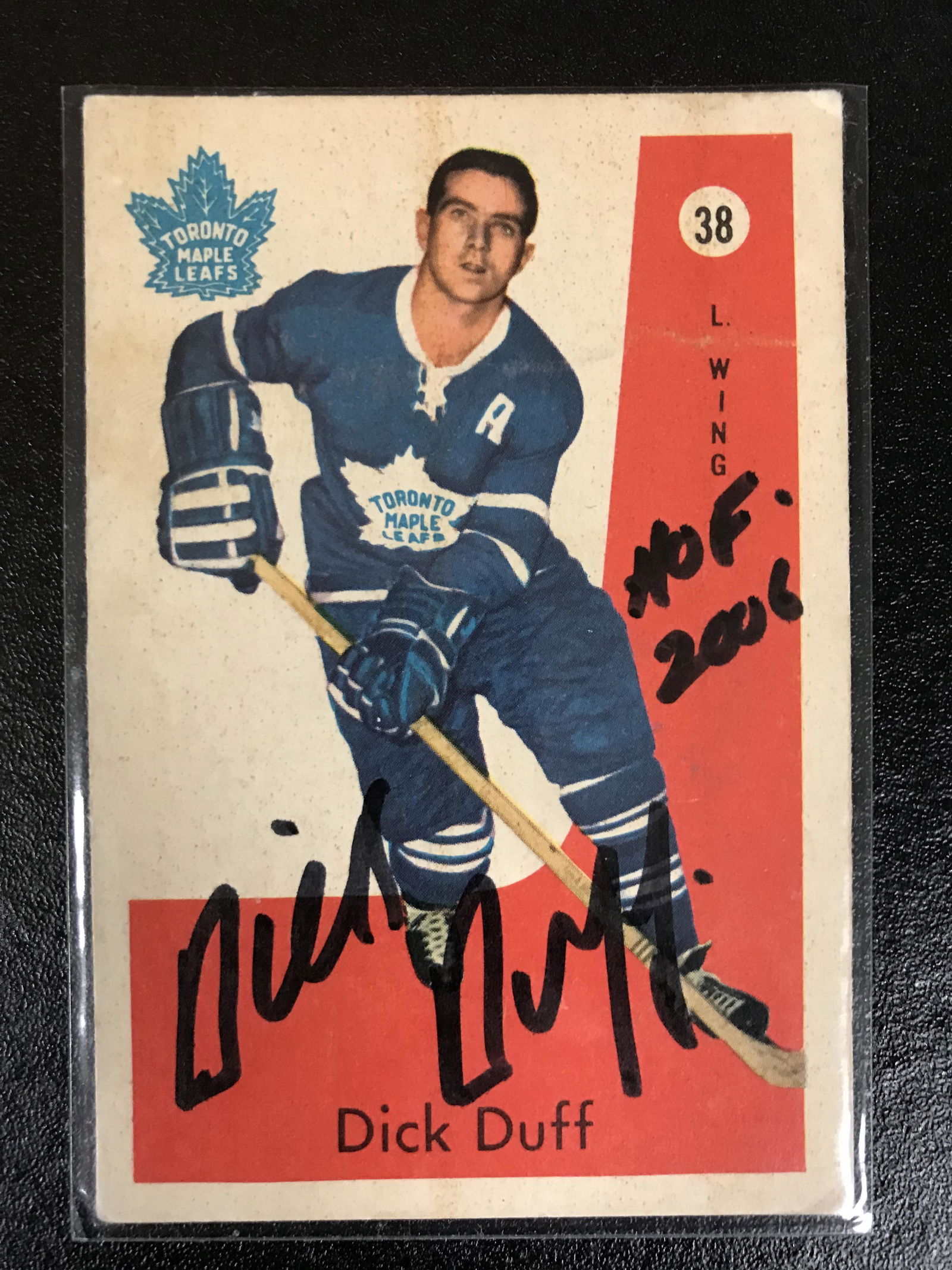 1959-60 Parkhurst #38 Duff Dick Signed Hockey Card (1 of 2)