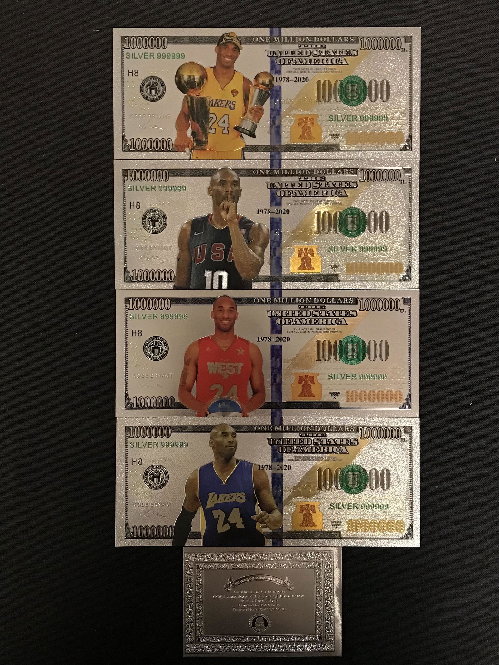 KOBE BRYANT SILVER BANK NOTES LOT (1 of 2)