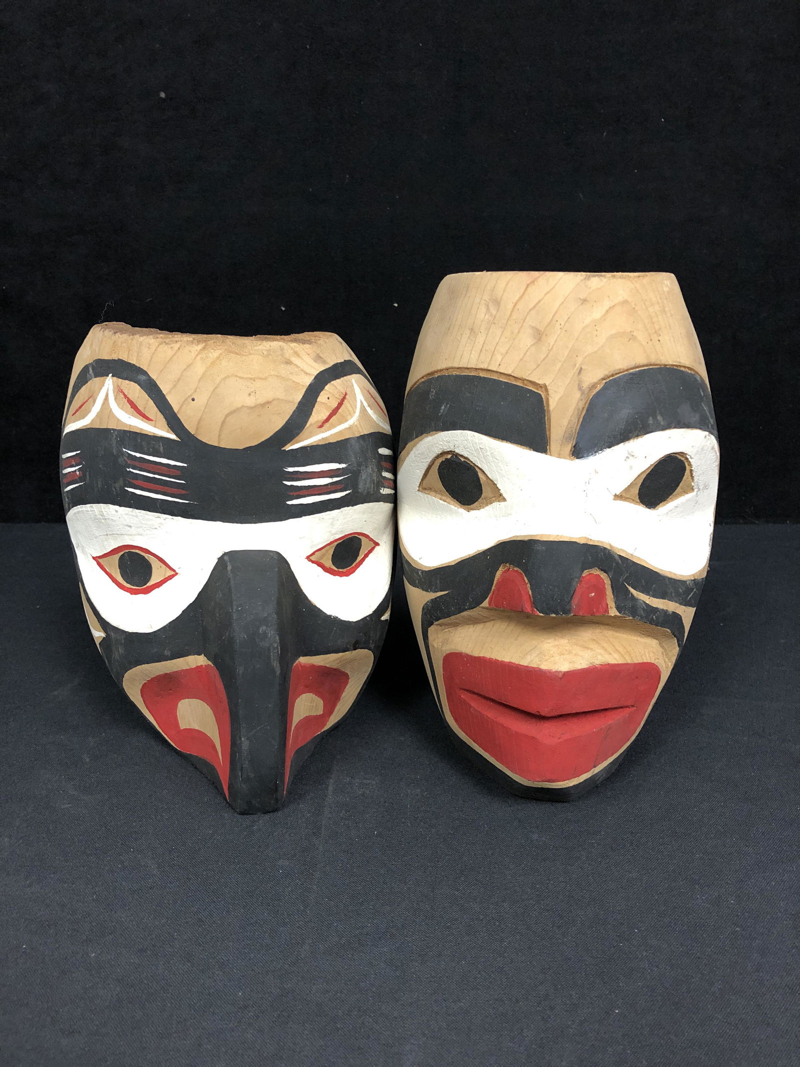 8" HAND CARVED NATIVE ART MASKS LOT (1 of 1)