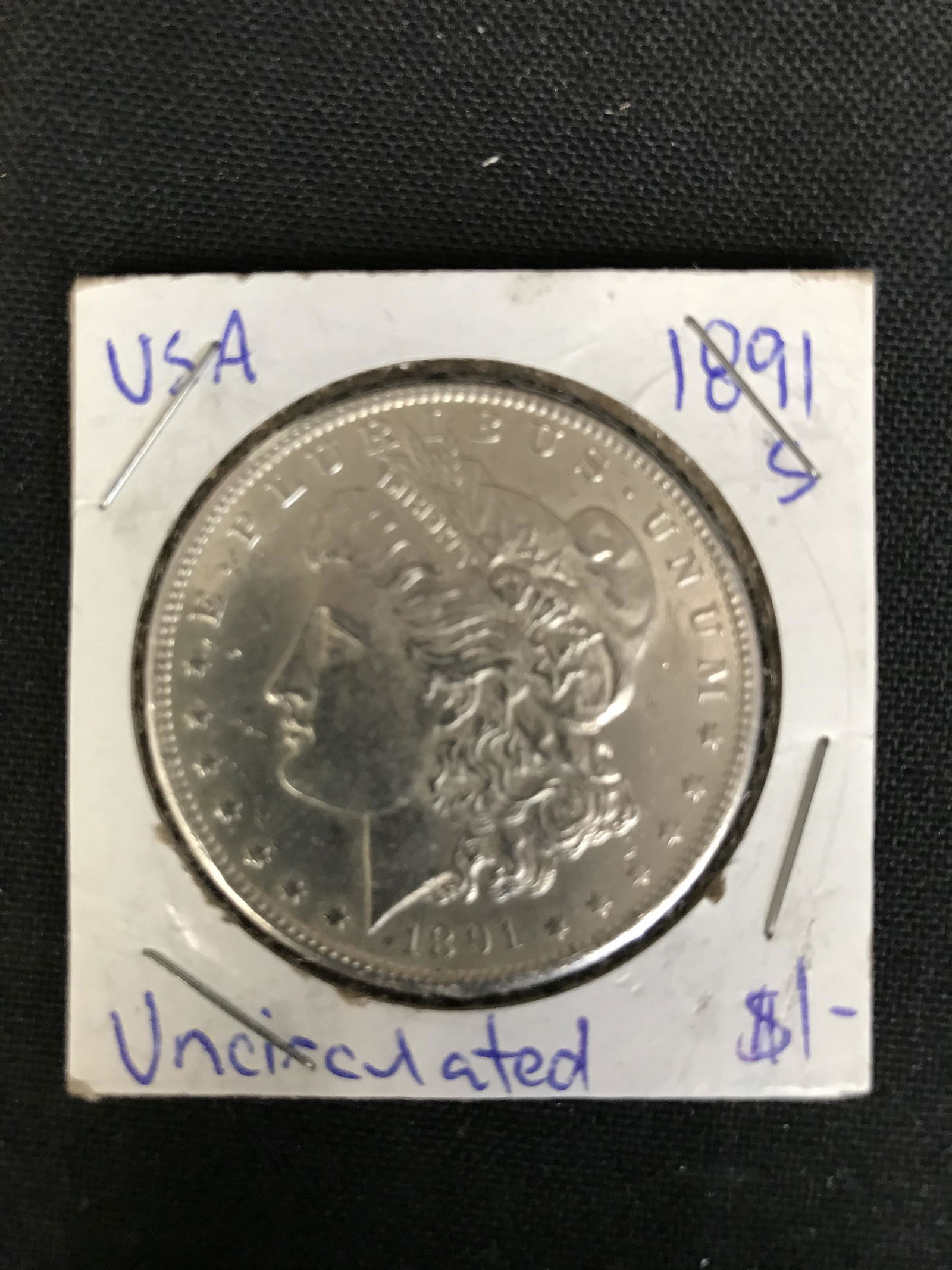 1891 USA MORGAN SILVER DOLLAR (SAN FRANCISCO MINTED) Un (1 of 1)