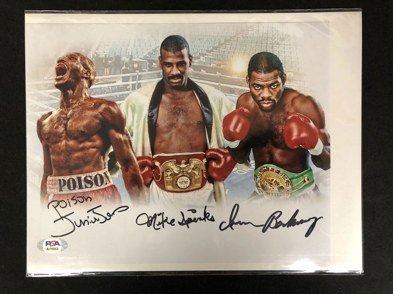 MICHAEL SPINKS, IRAN BARKLEY, JUNIOR JONES TRIPLE SIGNED PHOTOGRAPH (PSA HOLO) (1 of 2)