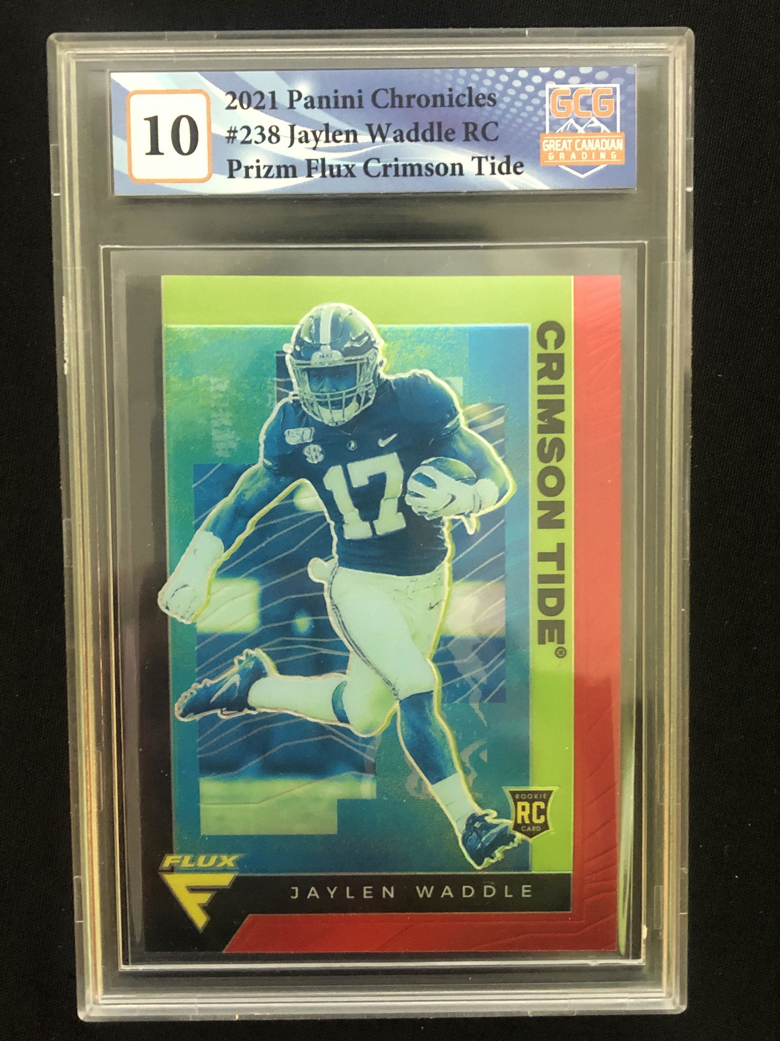 2021 PANINI CHRONICLES NO.238 JAYLEN WADDLE RC PRIZM FLUX CRIMSON TIDE (GCG 10) (1 of 1)