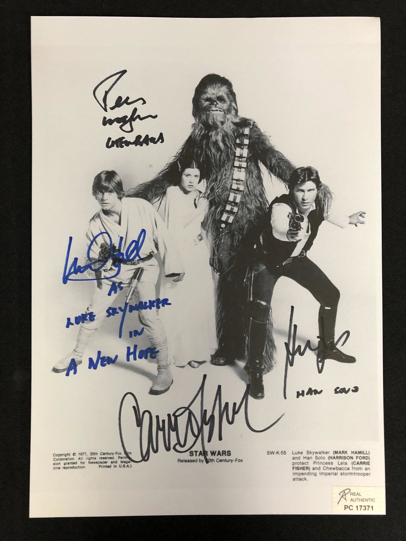 STAR WARS CAST SIGNED HAMILL MAYHEW FORD FISHER 8 X 10 (RA COA ): STAR WARS CAST SIGNED HAMILL MAYHEW FORD FISHER 8 X 10 (RA COA )