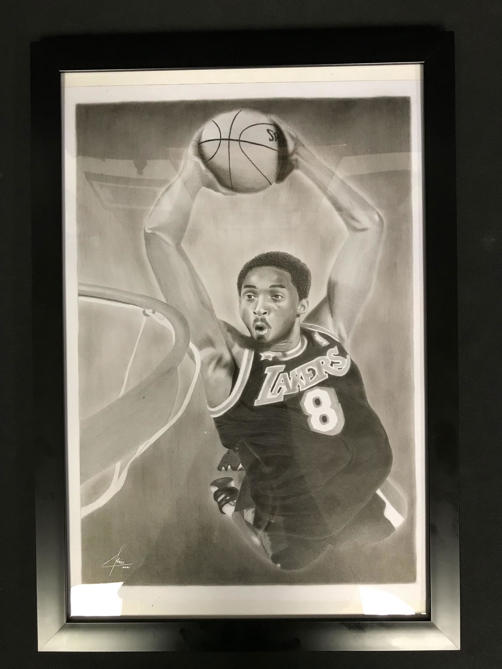 KOBE BRYANT FRAMED 11 X 18 ORIGINAL ART KOBE BRYANT 1/1 (1 of 2)