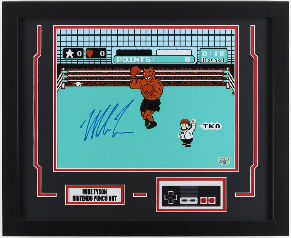 Mike Tyson Signed "Punch-Out!!!" 18x22 Custom Framed Photo Display with Nintendo Controller (Tyson) (1 of 2)