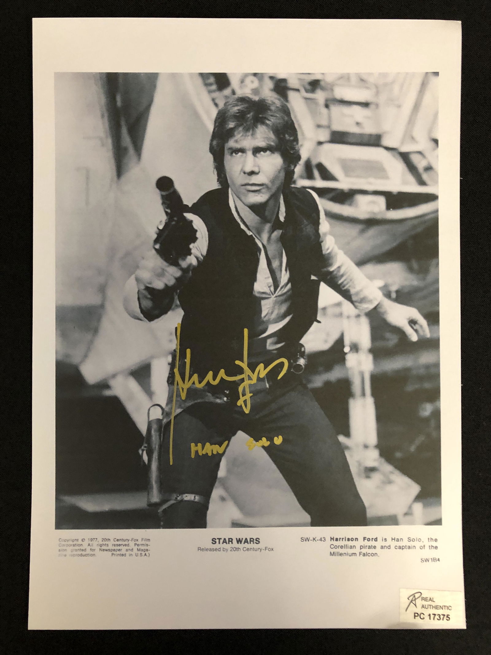 HARRISON FORD SIGNED STAR WARS BLACK AND WHITE 8 X 10 (RA COA) (1 of 3)