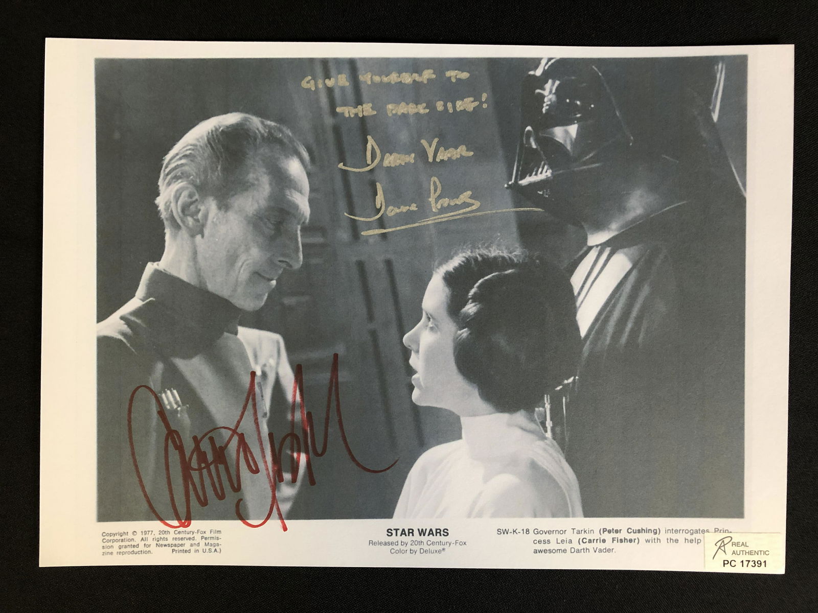 CARRIE FISHER AND DAVID PROWSE SIGNED STAR WARS 8 X10 (RA COA) (1 of 3)