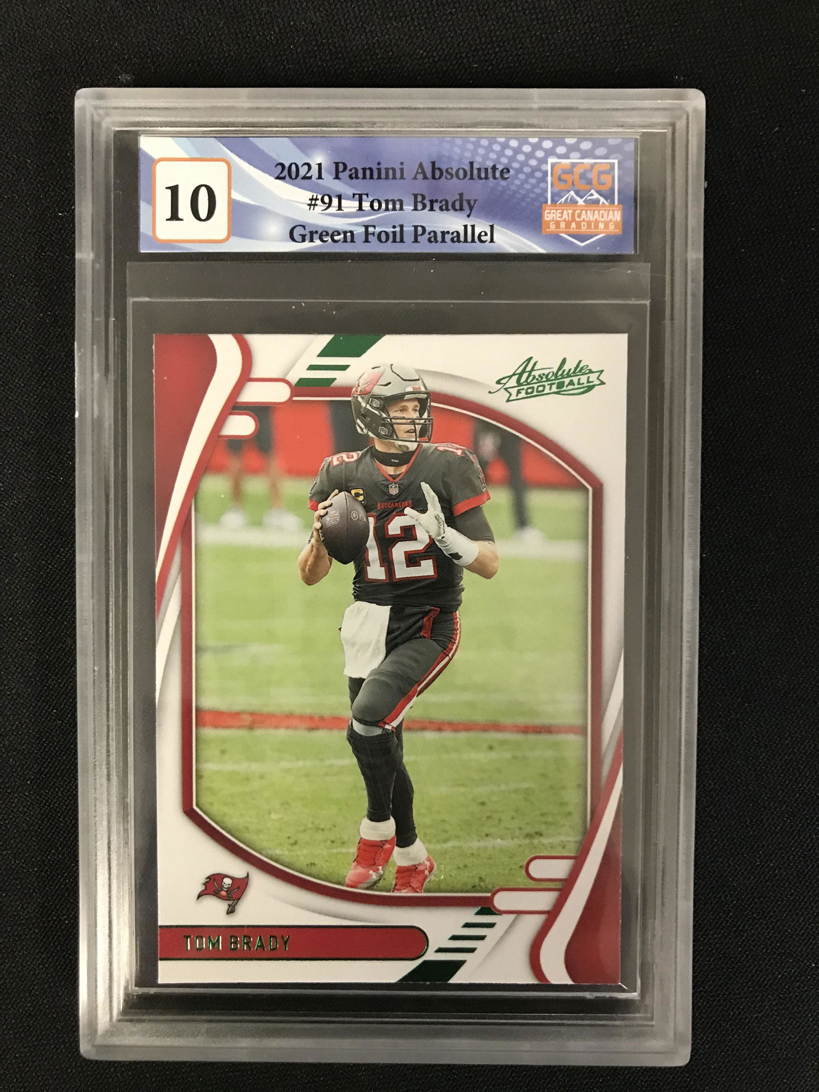 2021 PANINI ABSOLUTE NO.91 TOM BRADY GREEN FOIL PARALLEL (GCG 10) (1 of 2)