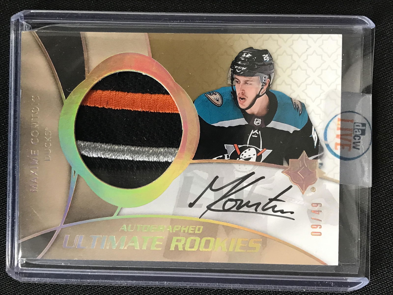 2020-21 UPPER DECK ULTIMATE MAXIME COMTOIS ROOKIE PATCH AUTO 9/49 (1 of 1)