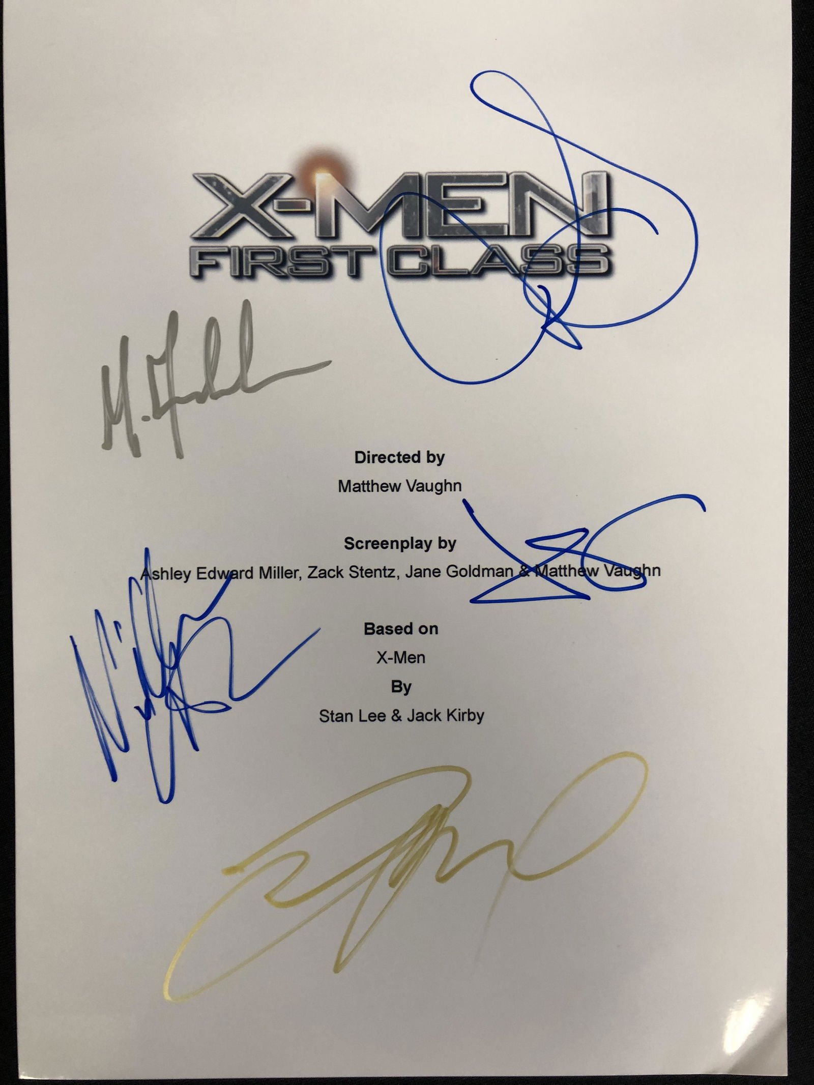 X-MEN FIRST CLASS CAST SIGNED SCRIPT COVER w/ JENNIFER LAWRENCE, JANUARY JONES   MORE (RA COA) (1 of 2)