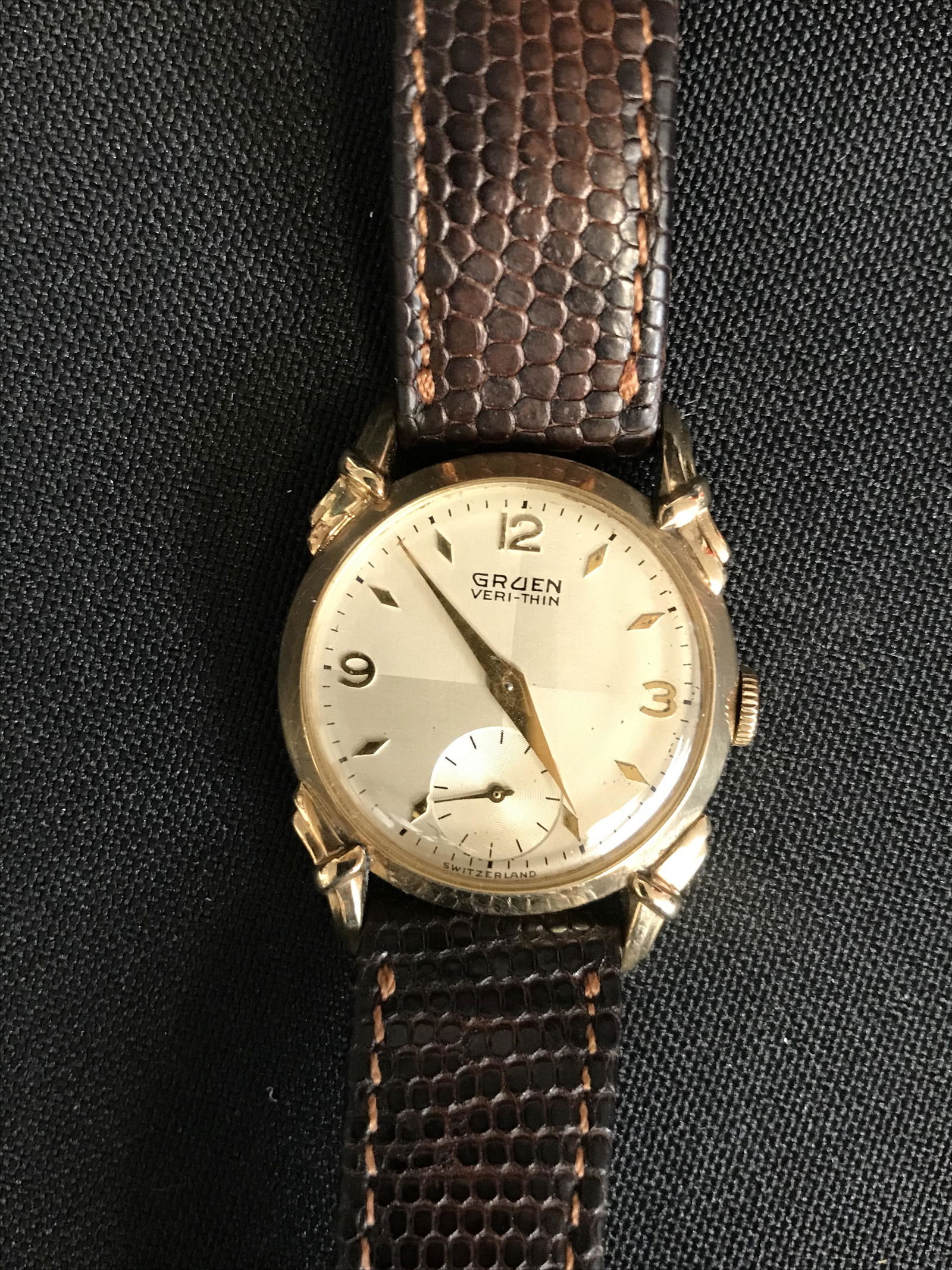 MINT CONDITION MENS GRUEN VERI-THIN WITH SUBSECONDS AND TEAR DROP LUGS JUST SERVICED D: MINT CONDITION MENS GRUEN VERI-THIN WITH SUBSECONDS AND TEAR DROP LUGS JUST SERVICED D