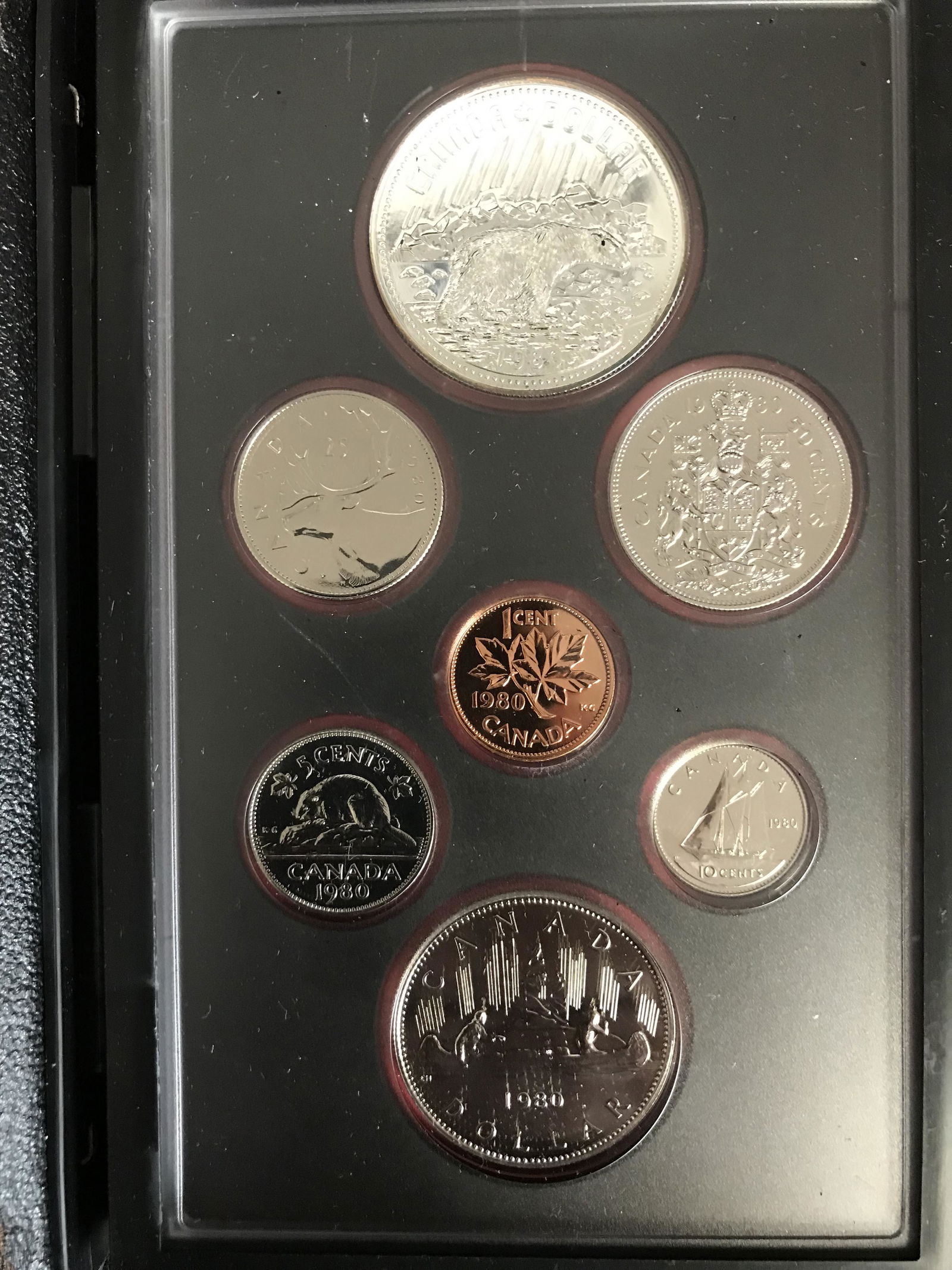 1980 Canada 7 Coin Silver Dollar PROOF Set (1 of 2)