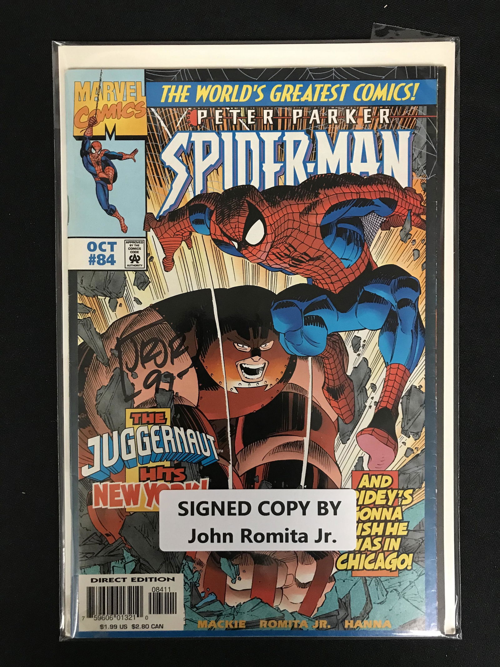 Peter Parker SPIDER-MAN NO.84 (MARVEL COMICS) Signed by John Romita Jr. (1 of 2)