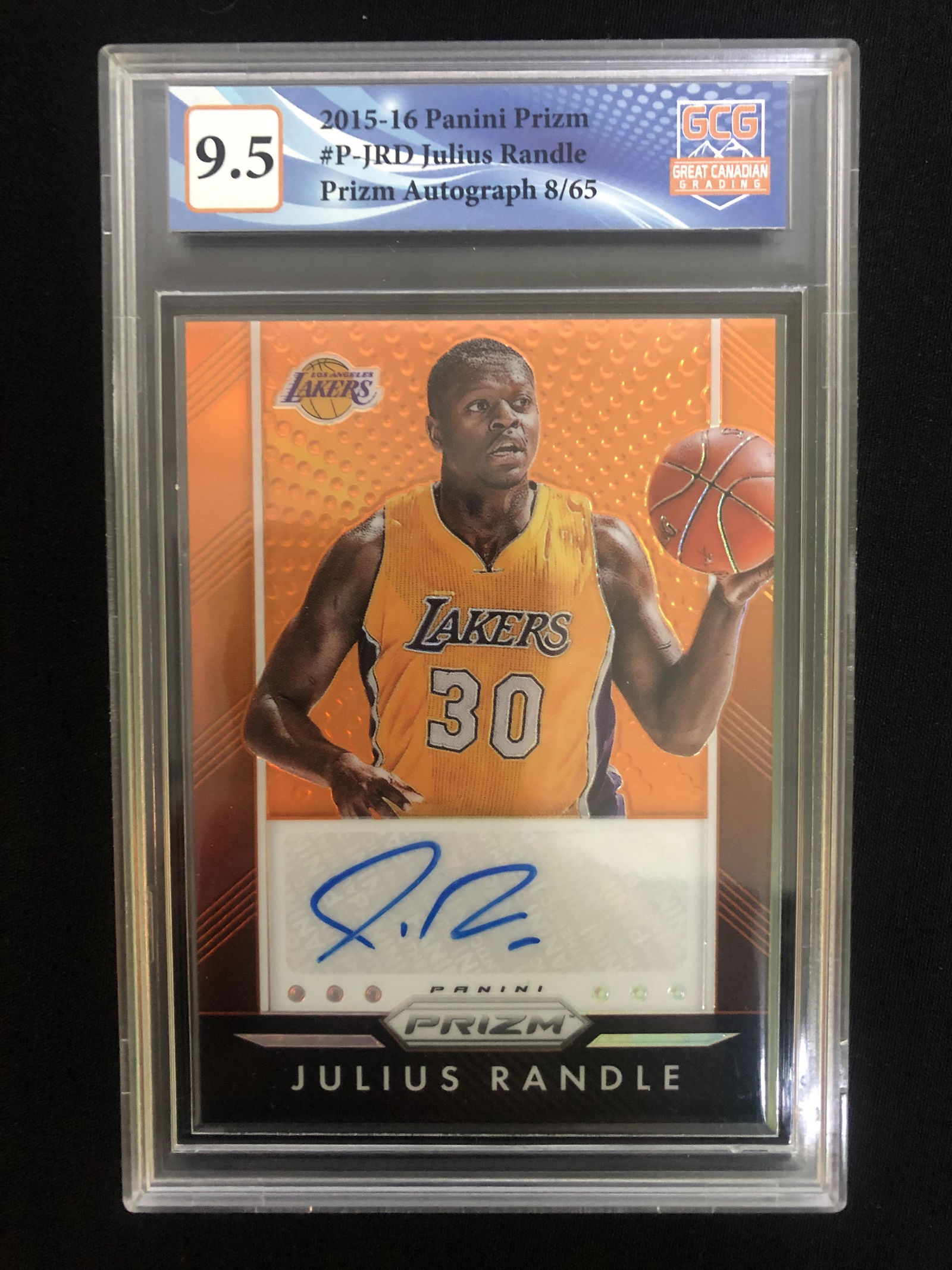 2015-16 PANINI PRIZM JULIUS RANDLE PRIZM AUTOGRAPHS 8/65 (GCG 9.5) (1 of 1)